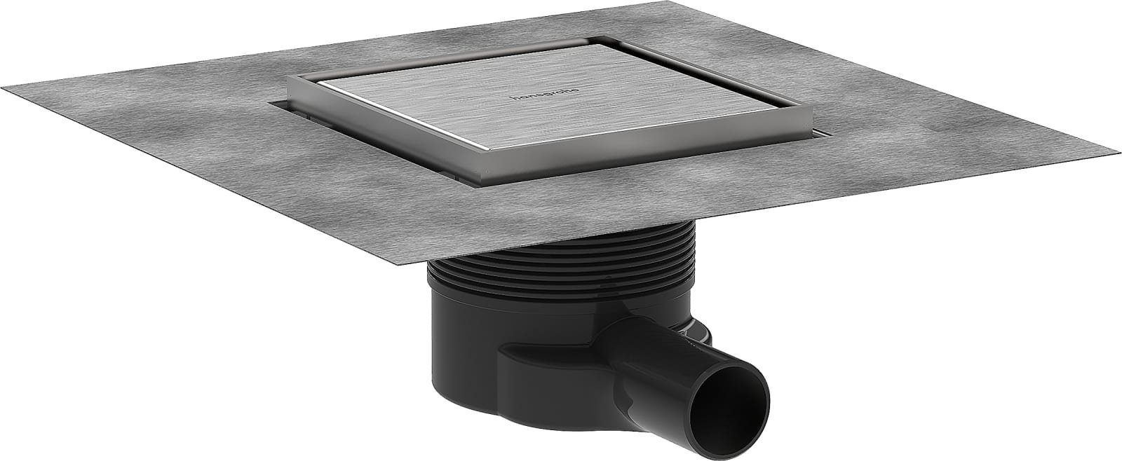 Hansgrohe RainDrain Brilliance compl.set puntafvoer 150/150 achterz betegelbaar Brushed Stainless Steel
