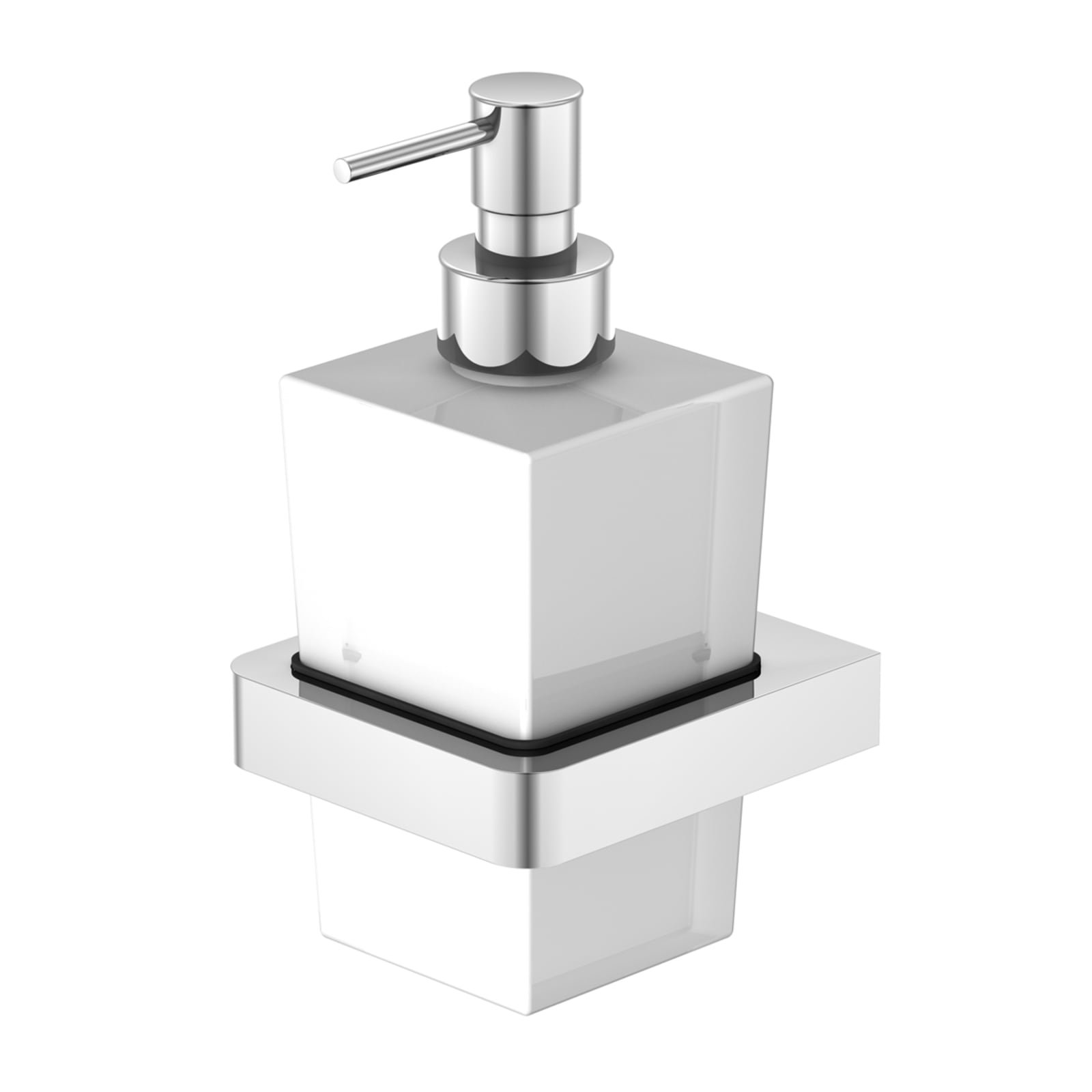 Steinberg Serie 420 wand zeepdispenser met glas, mat wit, chroom
