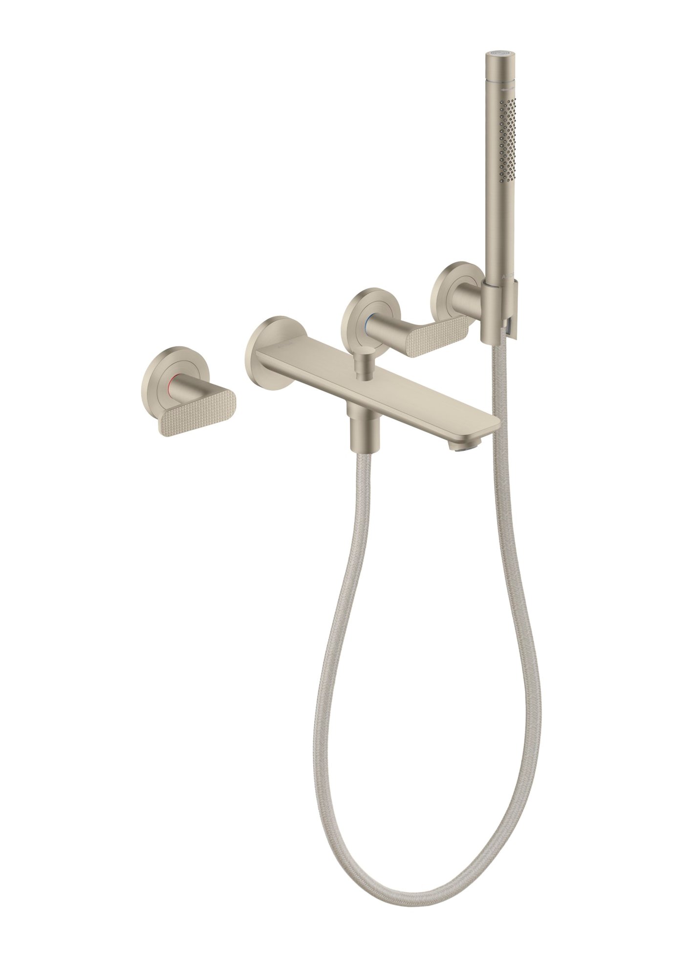 AX Citterio C 3-gats badkraan wand met handd Cubic Cut, BN