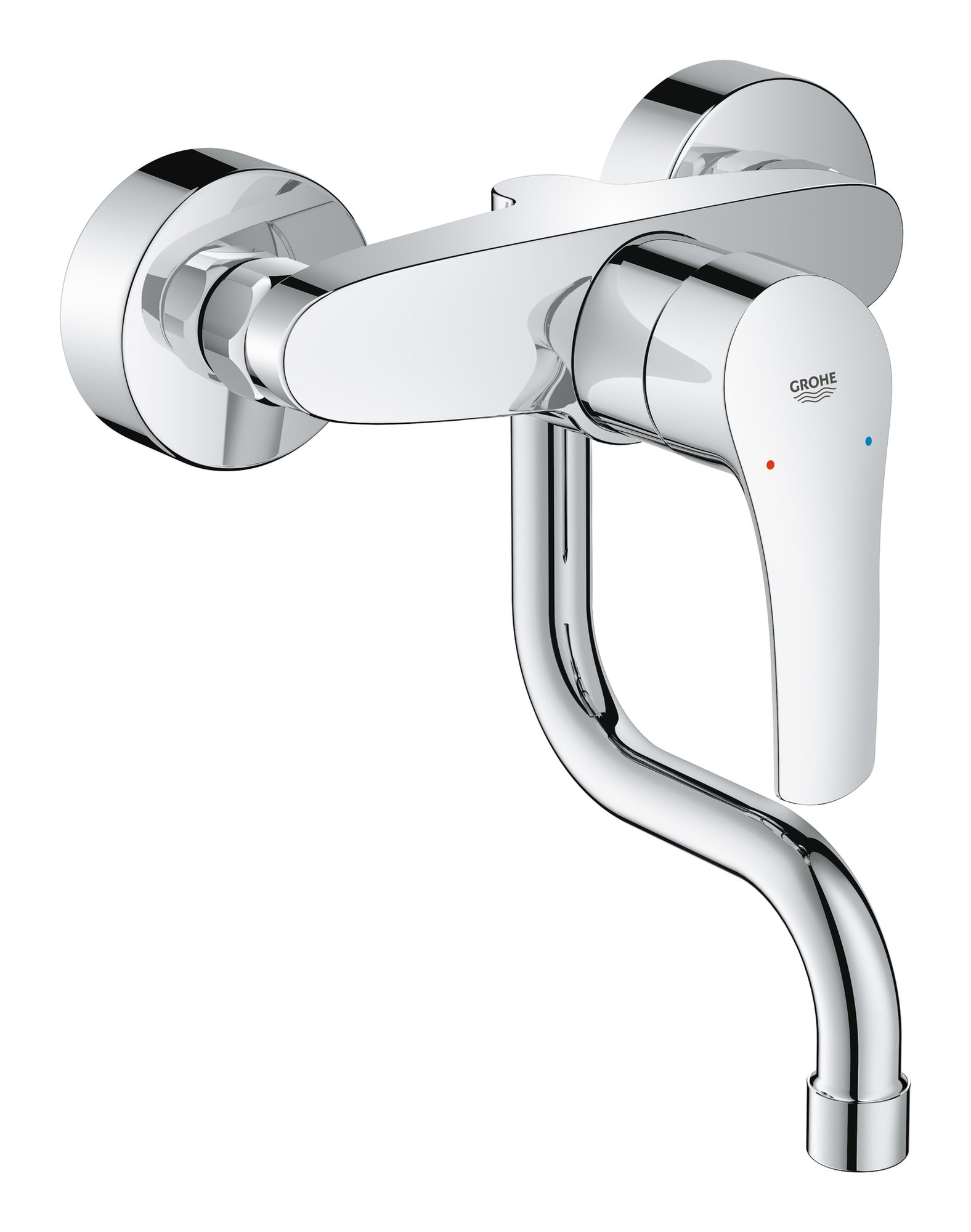 Grohe Eurosmart keukenmengkraan lage uitloop en wand sprong 150mm, chroom