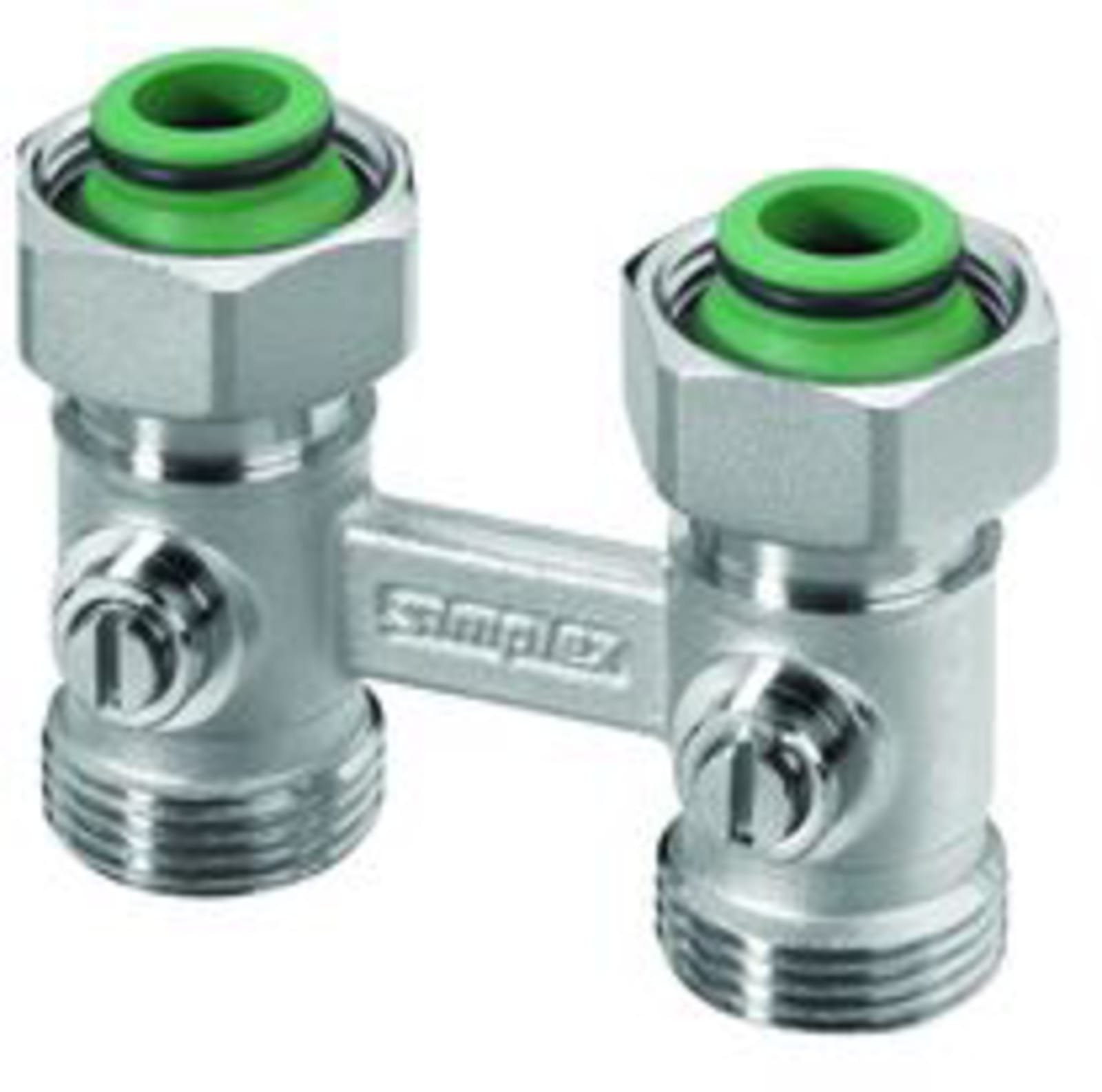 Solar Plus H-onderblok, recht, messing, vernikkeld, 3/4" Euroconus, 3/4" Euroconus, tweepijp, hartafstand 50mm