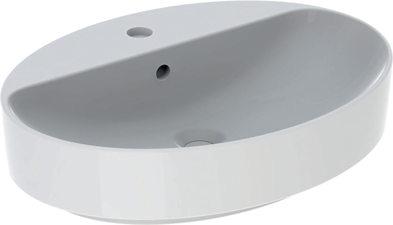 Geberit VariForm, Wastafel, ovaal, Opzet, 1x waskom, kraangat midden, overloop, keramiek, 600 x 450 x 158mm (BxDxH), wit