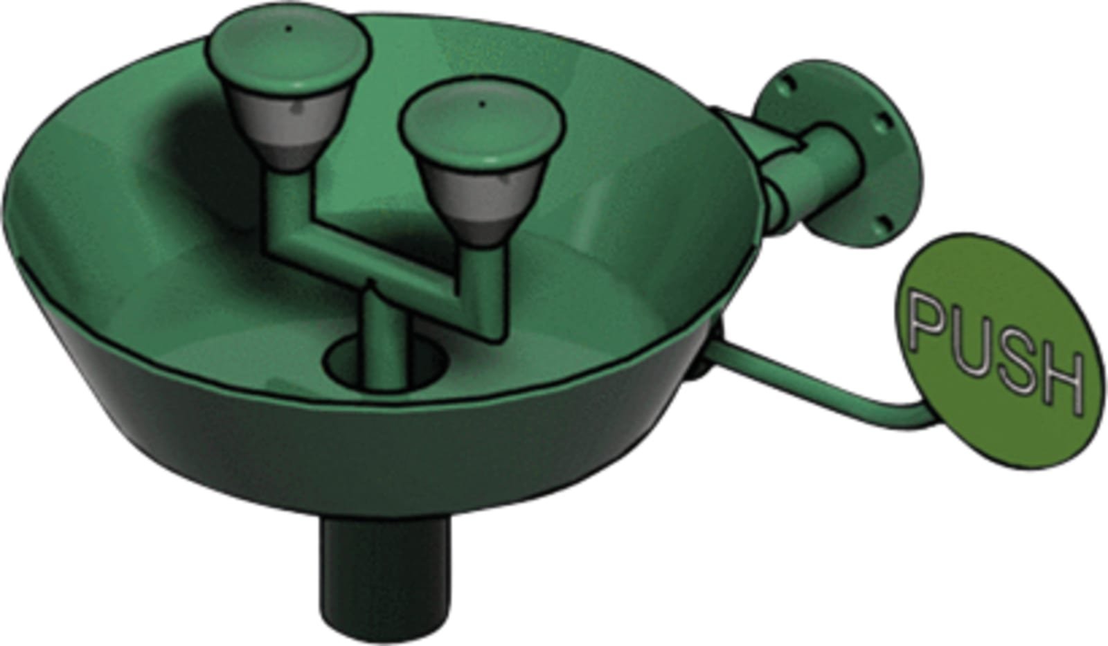 Rada B-safety Oogdouch, 2 douchekoppen, RVS vangbak, wandmontage, 14l/min, recht, 425x385mm, 3/4" binnendraad, 5/4" buitendraad