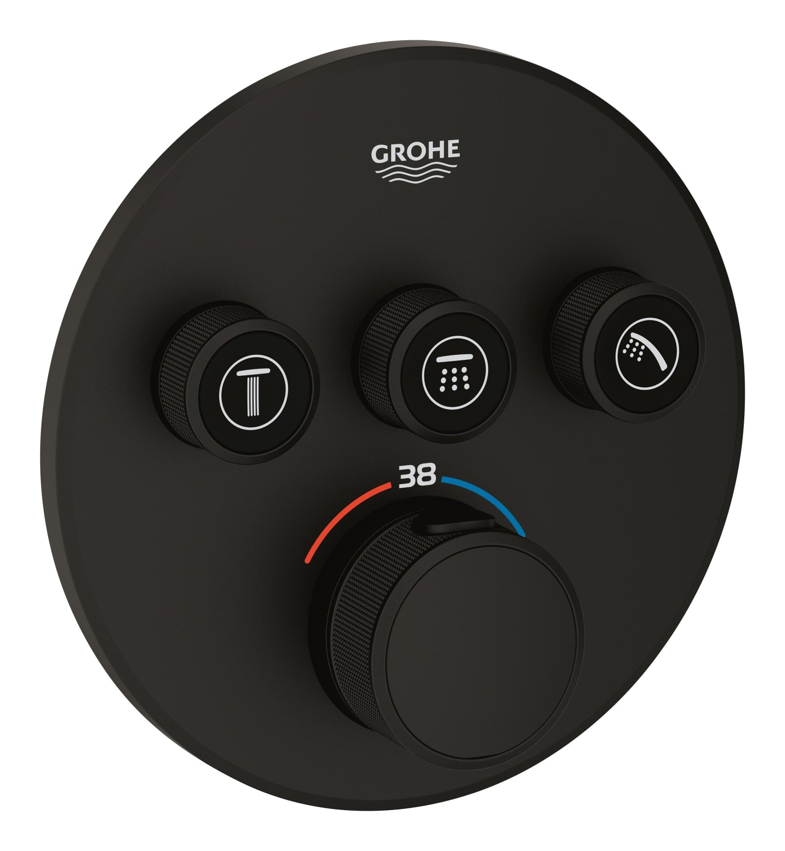 Grohe Grohtherm Smartcontrol opbouwdeel T M. omstel (3X), rond, zonder inbouwdeel, kleur Phantom Black