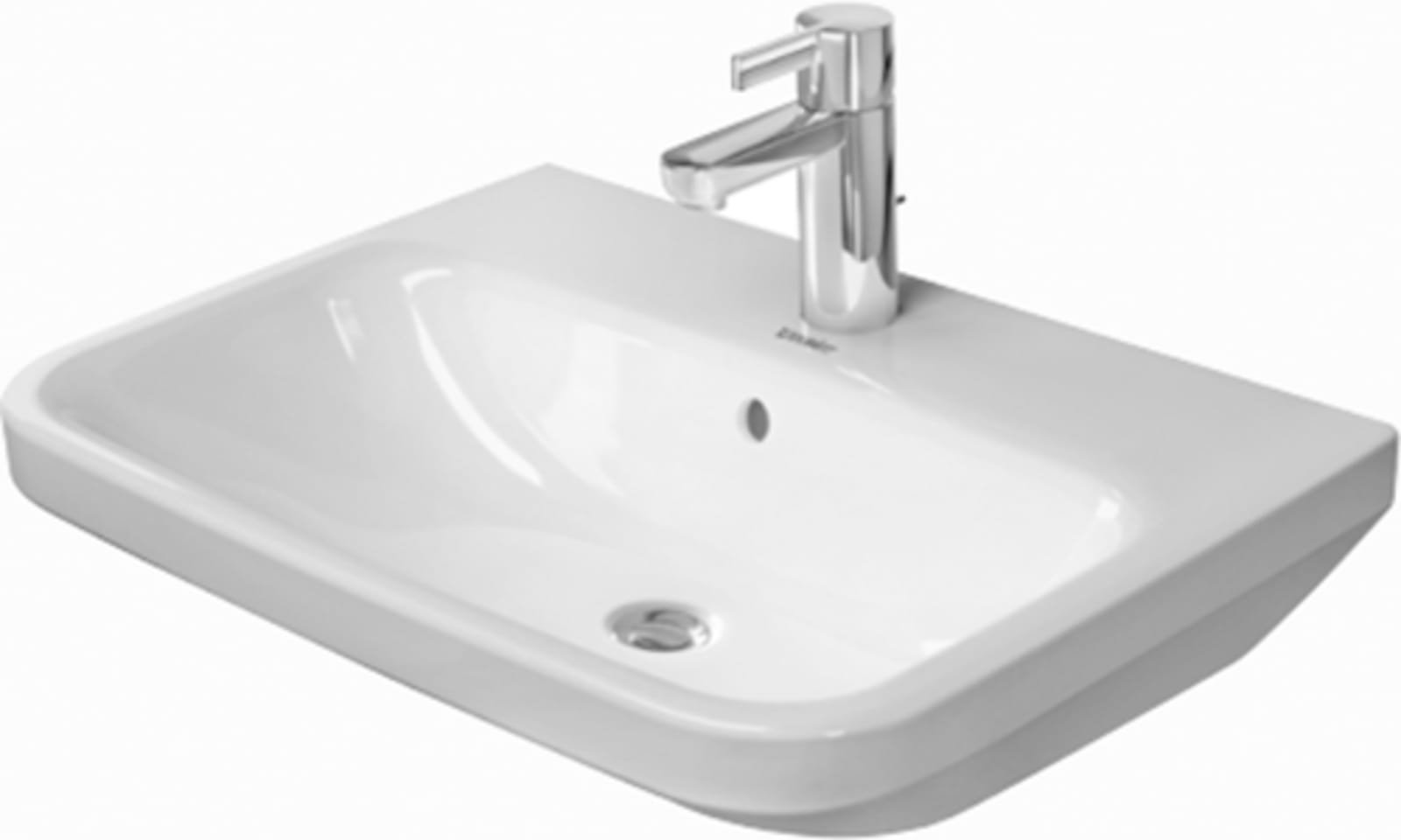Duravit wastafel 55cm met overloop onderzijde geglazuurd, 1 kraangat doorgestoken wit (1000384535)