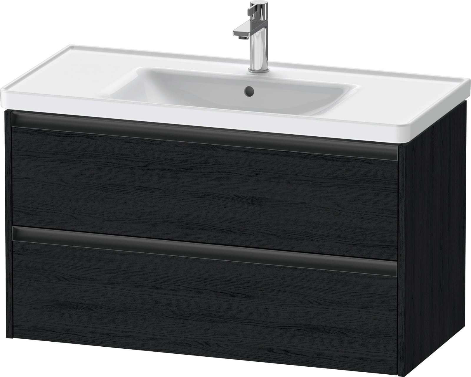 Duravit Ketho.2 Wastafelonderbouw hangend, Eiken zwart Mat, rechthoekig, aantal kleine lades: 2 – K25284016160000