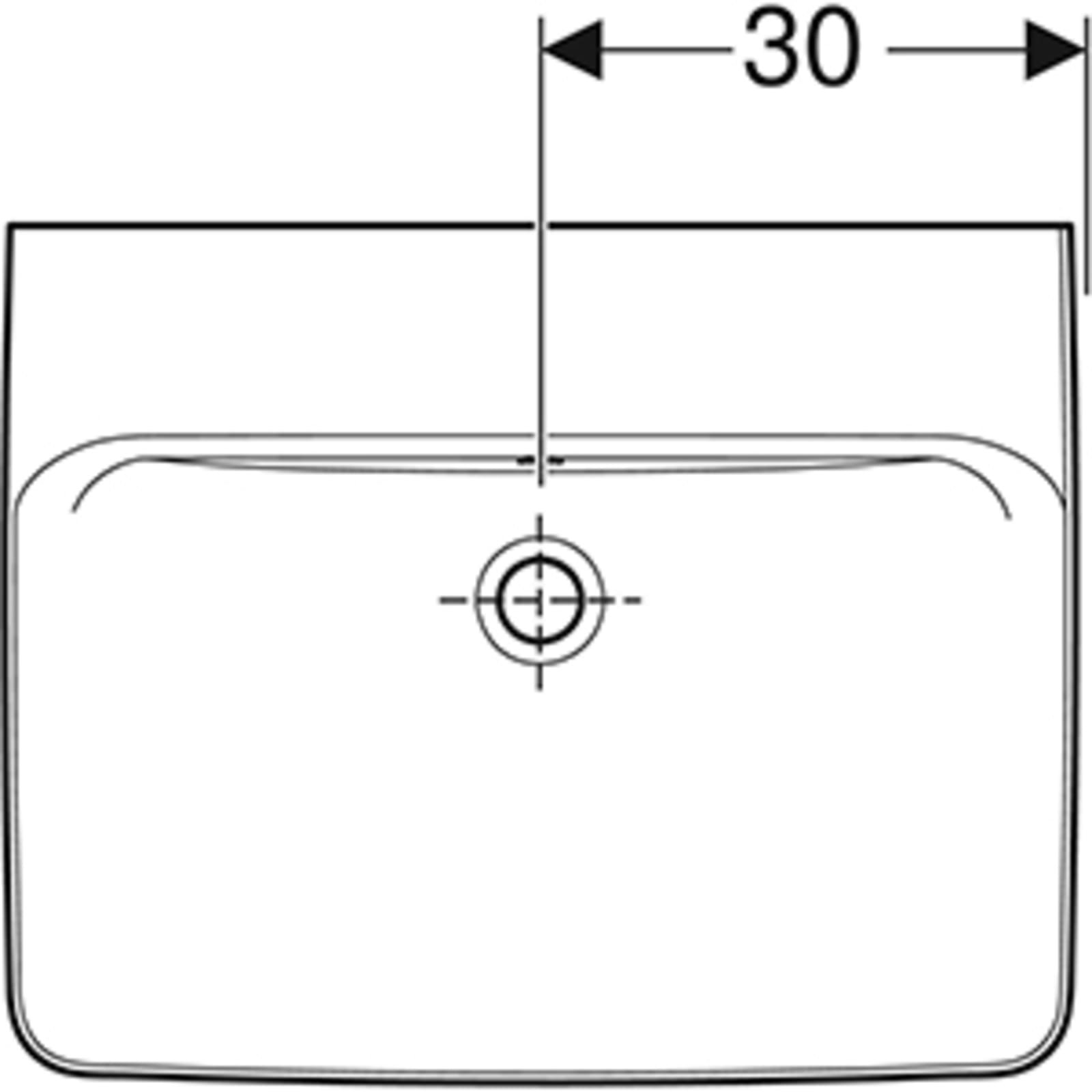 Geberit Renova Plan wastafel 60x48cm, zonder kraangat met overloop, wit