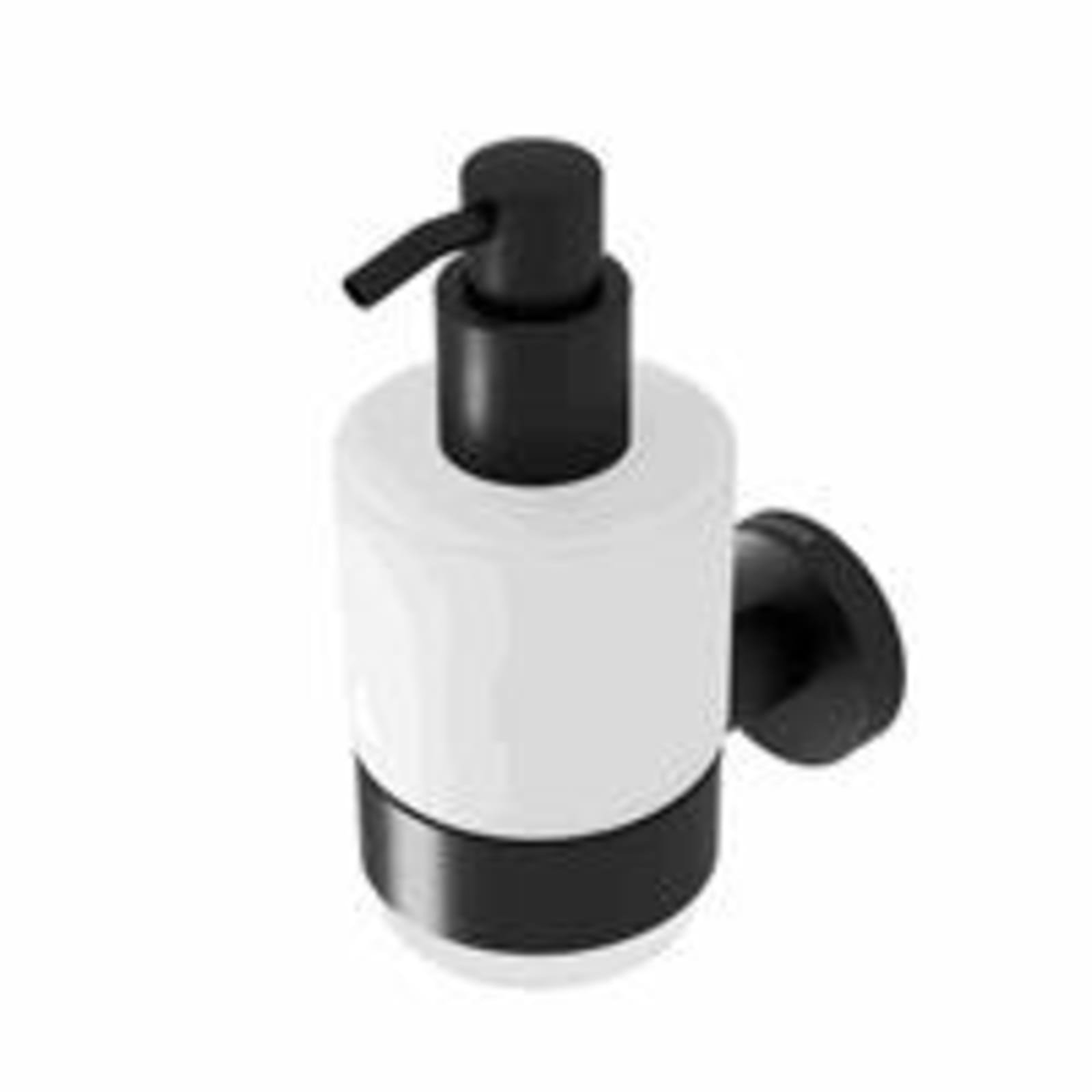 Geesa Nemox Black enkele ronde zeepdispenser, 200ml, glas flacon, rvs houder, hxbxd 148x67x103mm, zwart