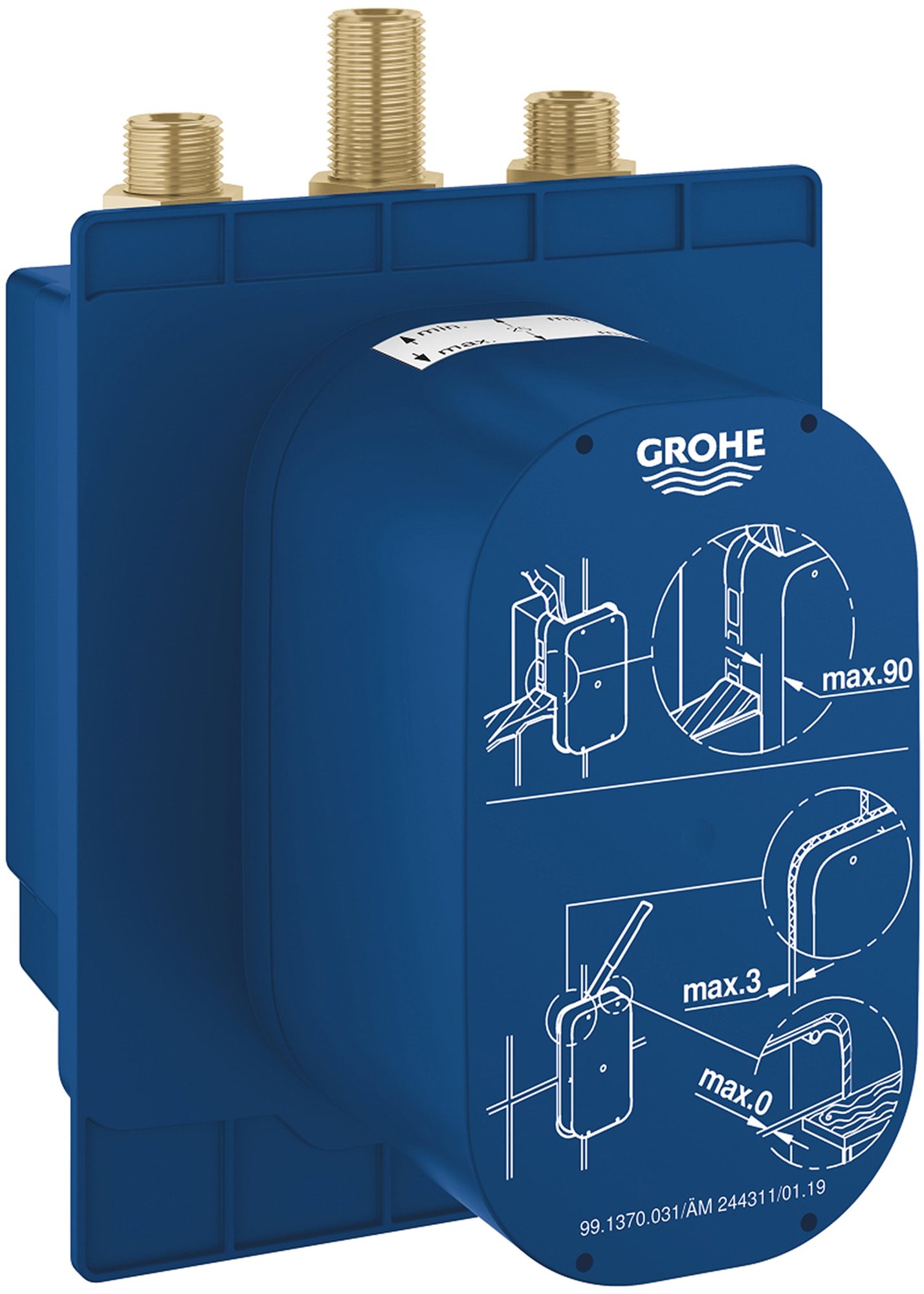 Grohe Eurosmart Cosmopolitan E, Inbouwdoos, met thermostatische menging, 6V batterij (voor infra-rood afbouwdeel 36 456 000)