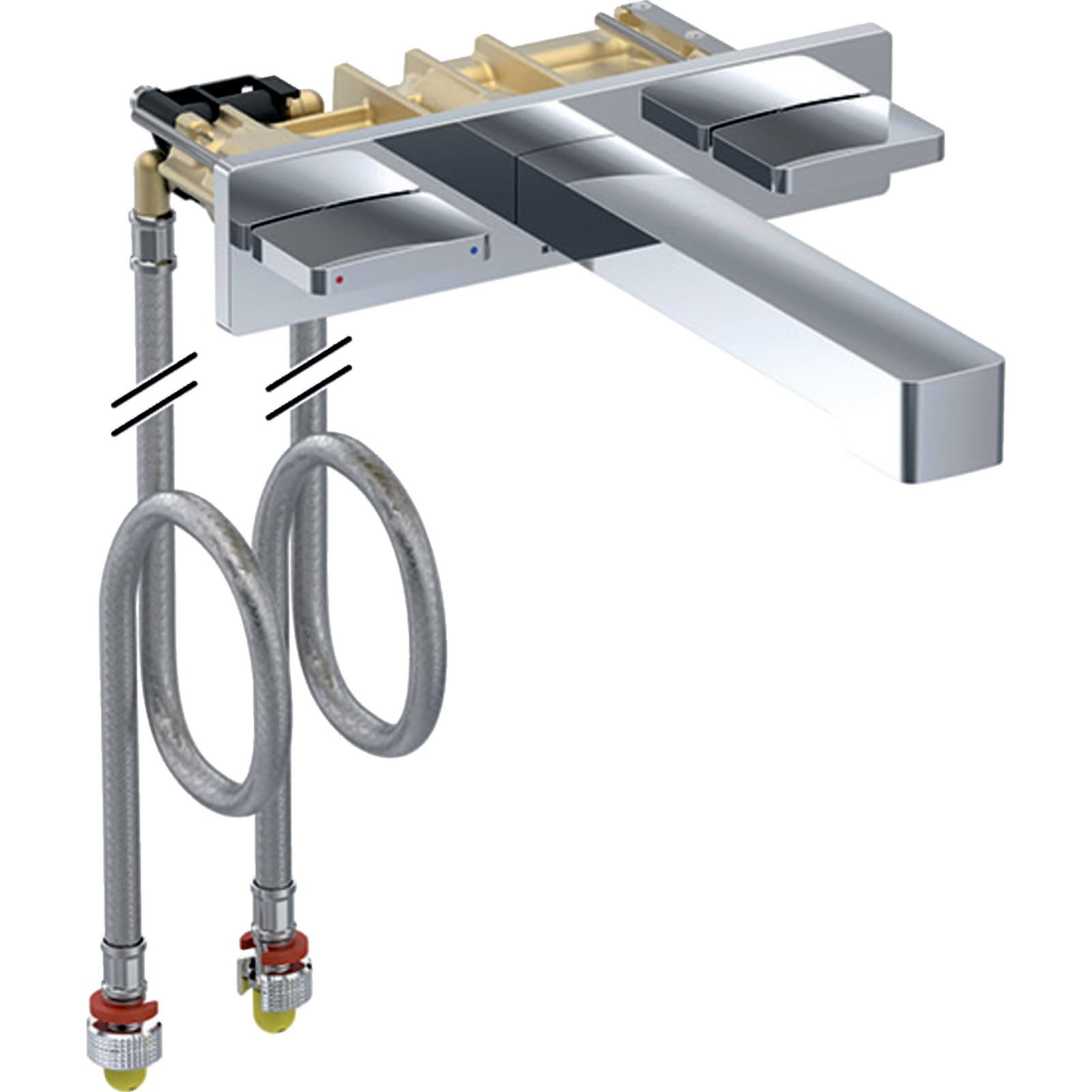 Geberit ONE tweegreepswandkraan hoekig design L18 verchroomd