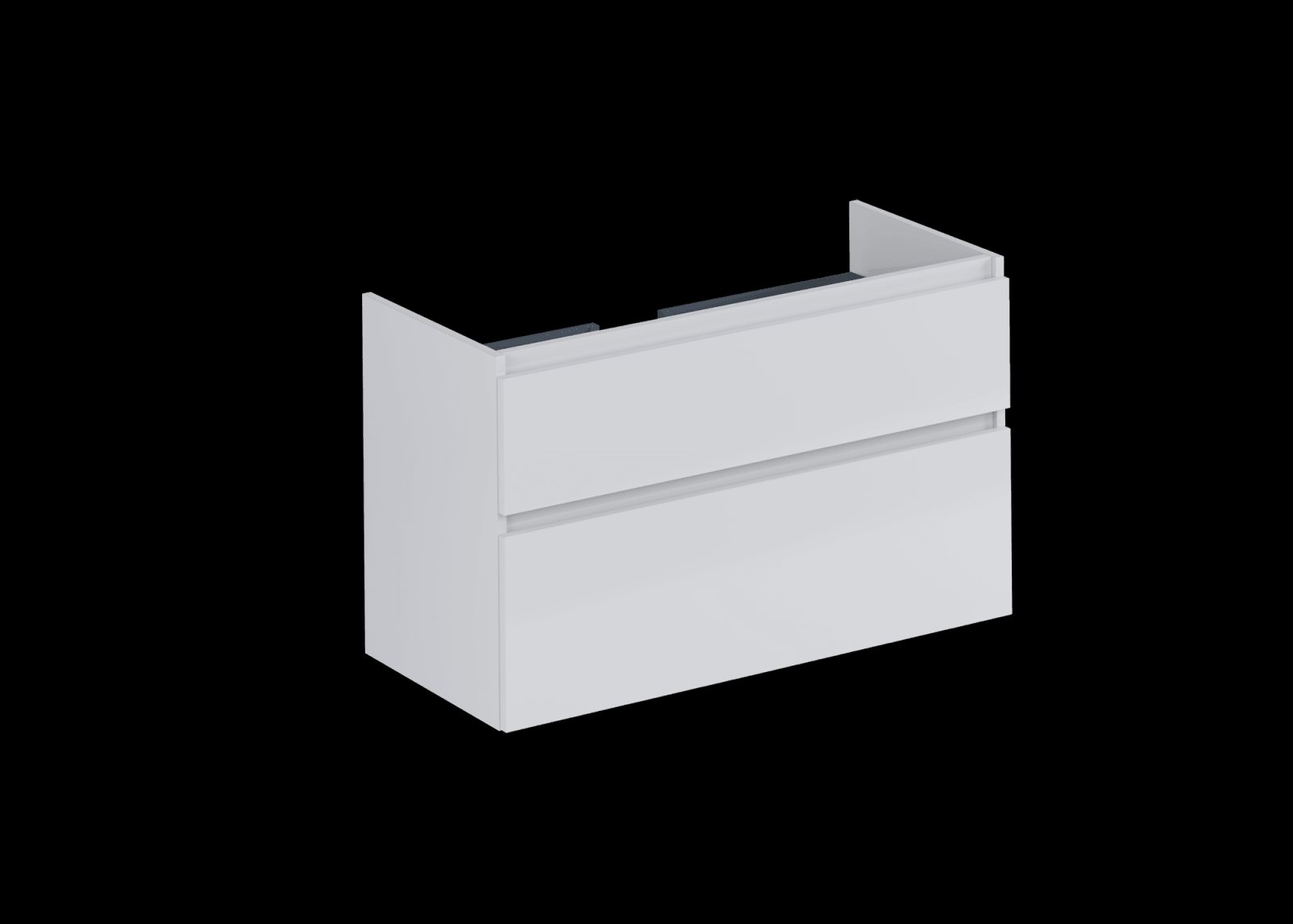 Blue Label Mette onderkast 2x lade, greeploos, 2x greeplijst in kleur meubel, 1x uitsparing 100cm hoogglans wit 60x100x44,5 (hxbxd)