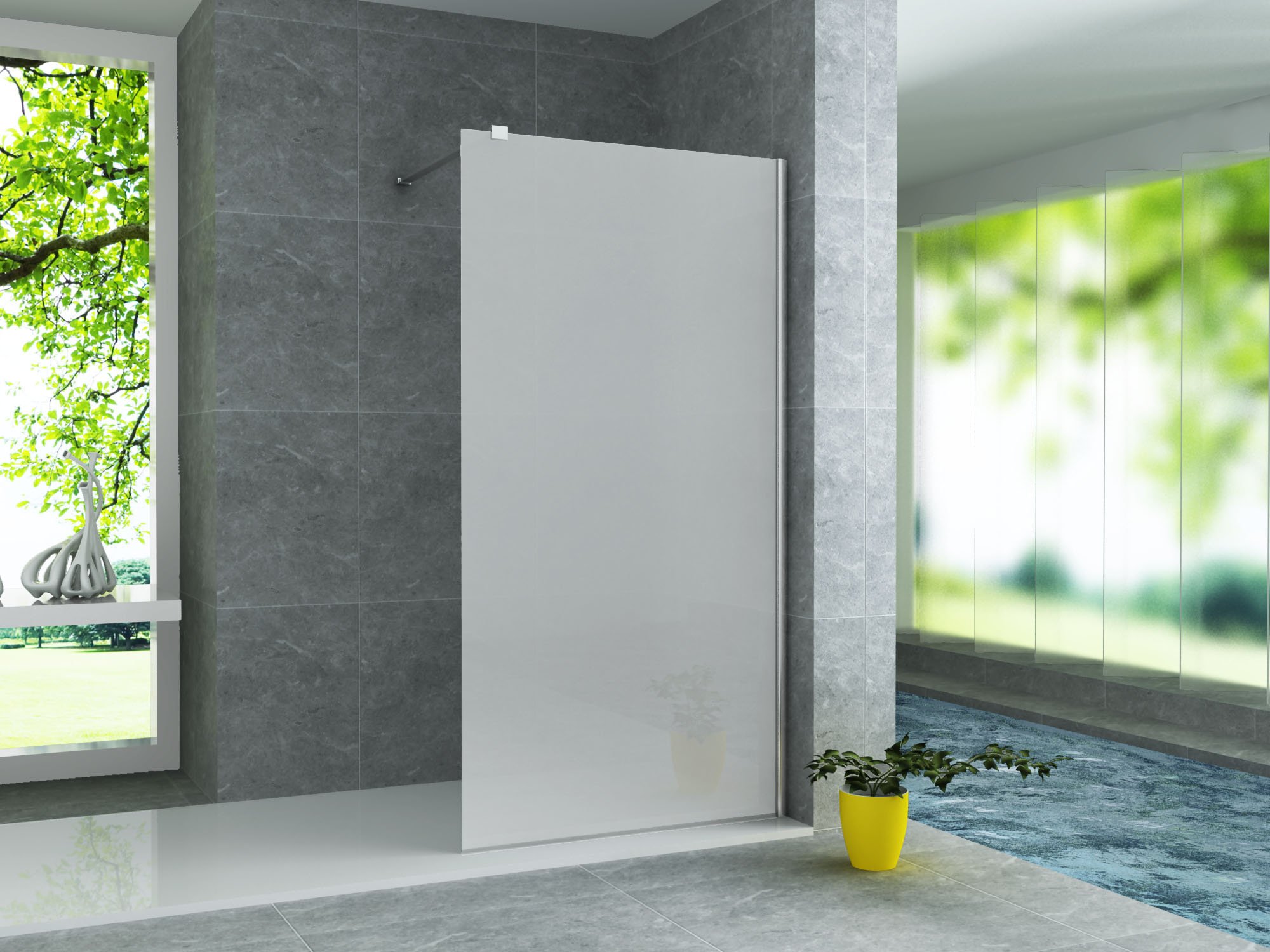 ALONI INLOOPDOUCHE - 1000 X 2000MM - CHROOM - MAT GLAS