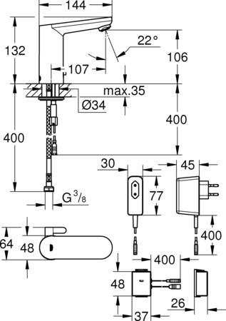 Grohe Minta Touch Elektronische eenhendel keukenmengkraan m L-uitloop, activatie v water door contact met de huid, kleur supersteel