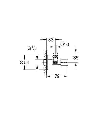Grohe Hoekstopkraan 1/2'' x 3/8'' knelkoppeling, metalen greep