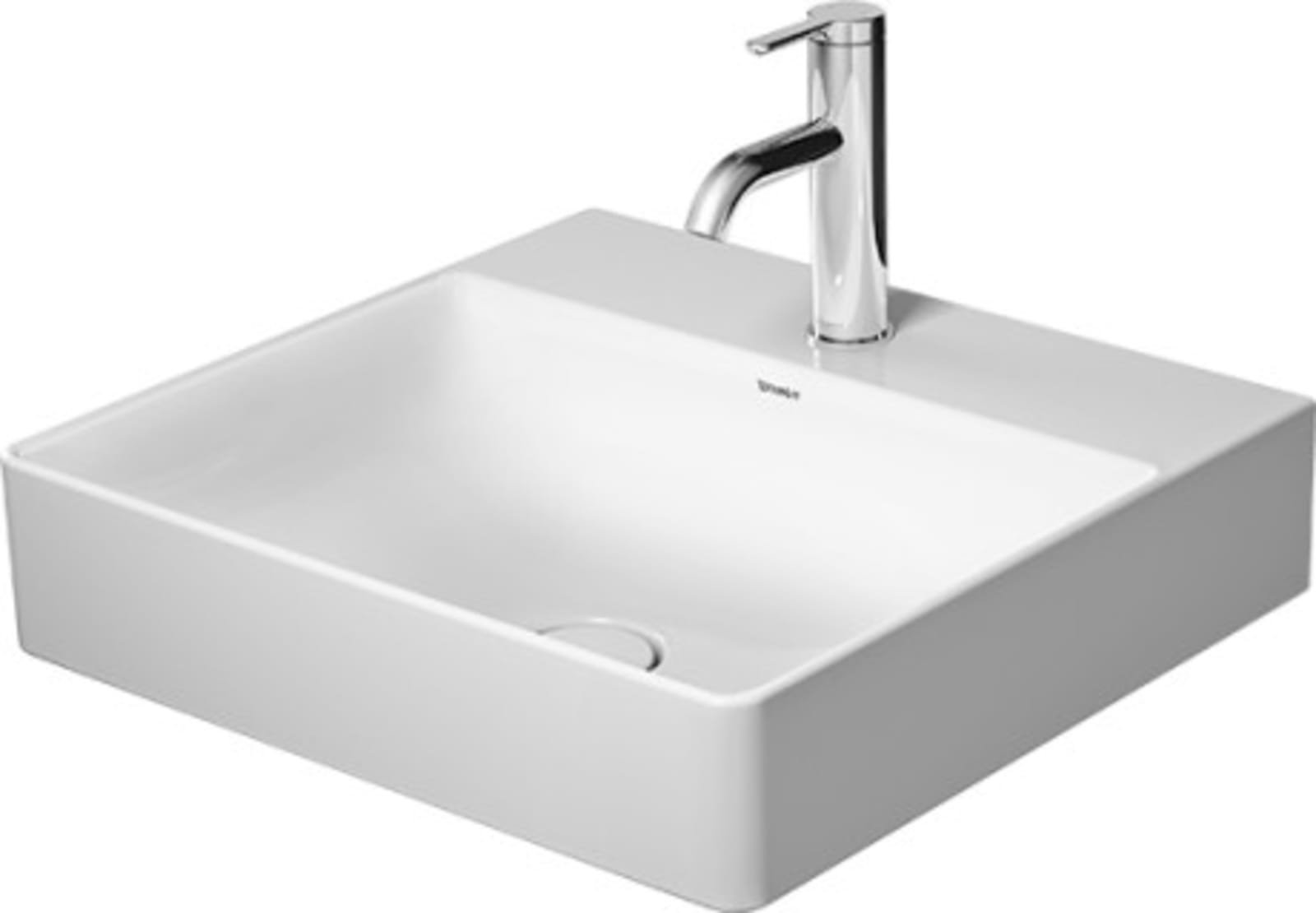 Duravit DuraSquare Wastafel 500 mm Wit Hoogglans, kraanvlak, aantal kraangaten per wasplaats: 1 – 2353500041