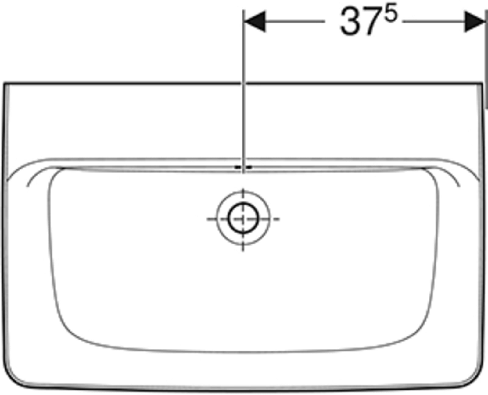 Geberit Renova Plan wastafel 75x48cm, zonder kraangat met overloop, wit