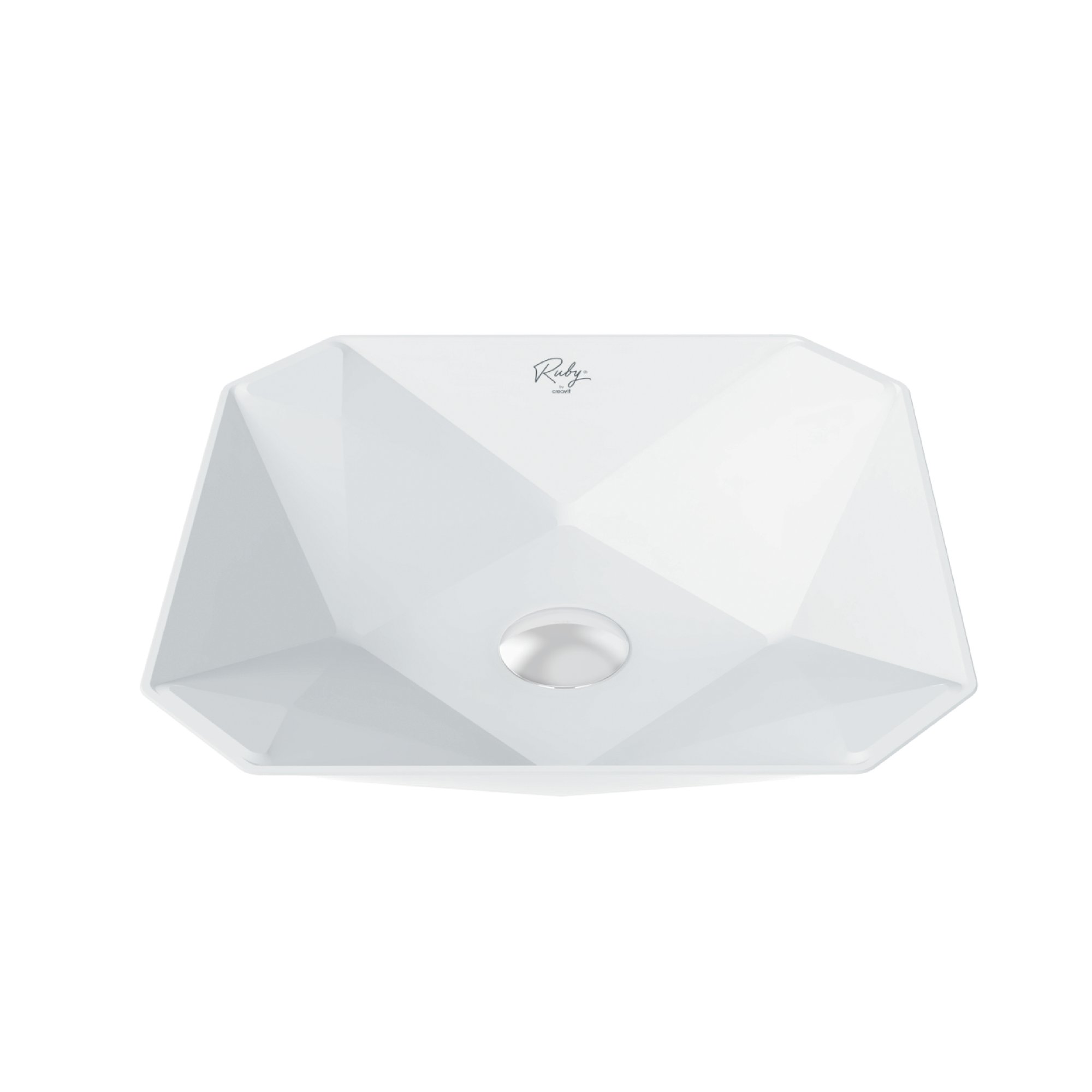 CREAVIT RUBY RB040 WASKOM - OPBOUW - KERAMIEK - ZONDER OVERLOOP - ZONDER KRAANGAT - 40X8,5X40 CM - GLANZEND WIT