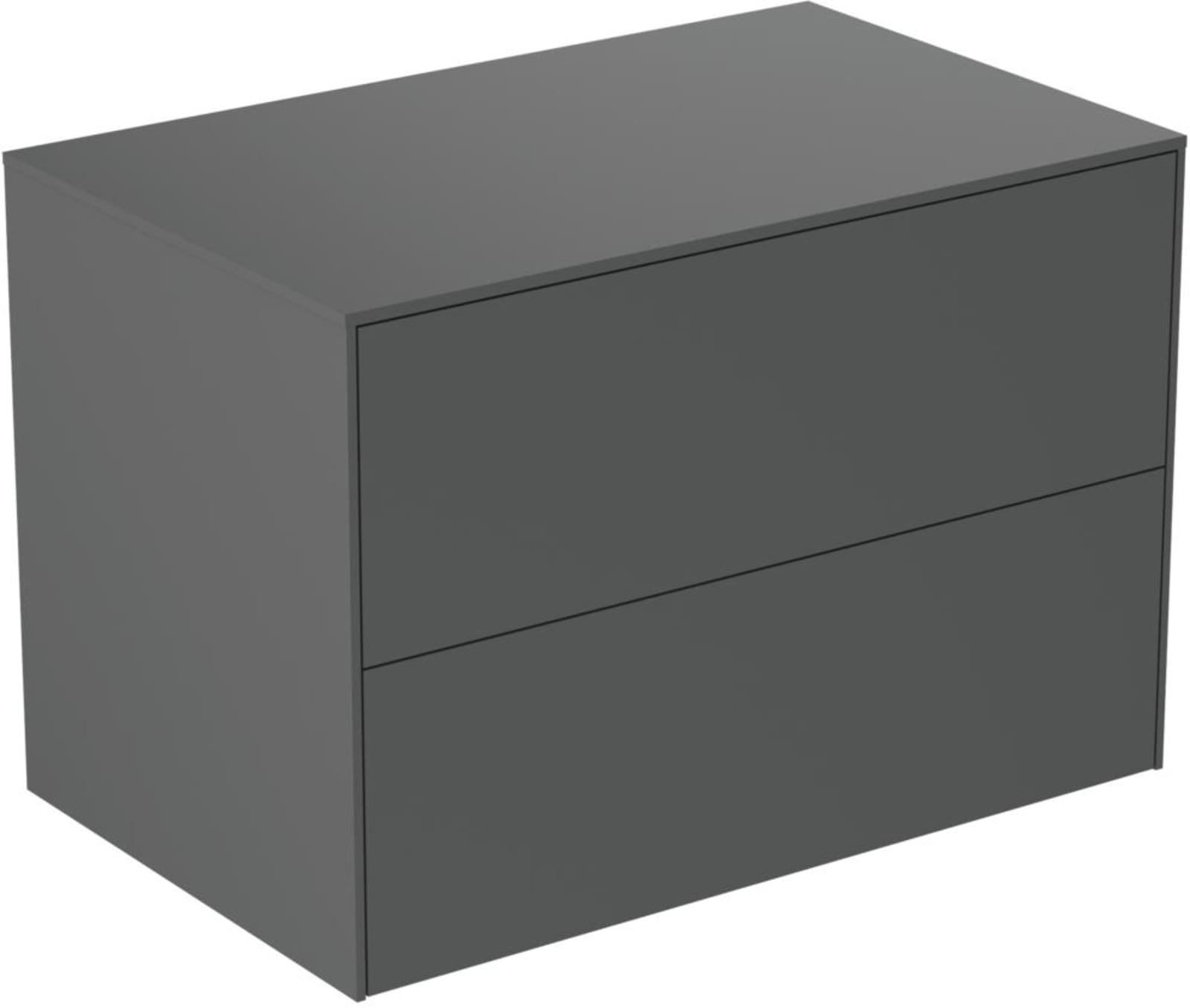 Ideal Standard Conca wastafelmeubel 800 x 500 x 550 mm, 2 laden. Inclusief afdekblad zonder uitsnijding, matt antraciet