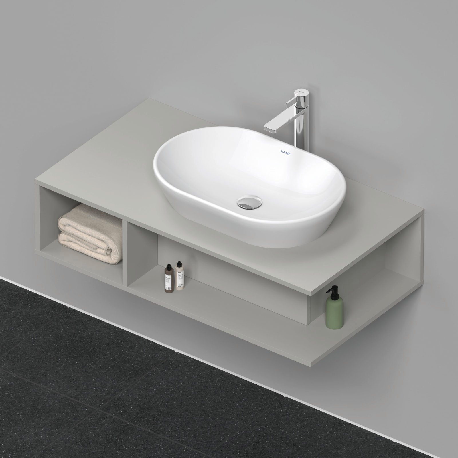 D-Neo Console wastafelonderbouw hangend Betongrijs Mat (1200894693)