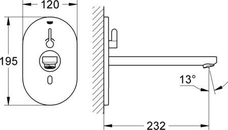 Grohe Eurosmart Cosmopolitan E infrarood elektronische wastafelkraan met menging, wandmontage, chroom