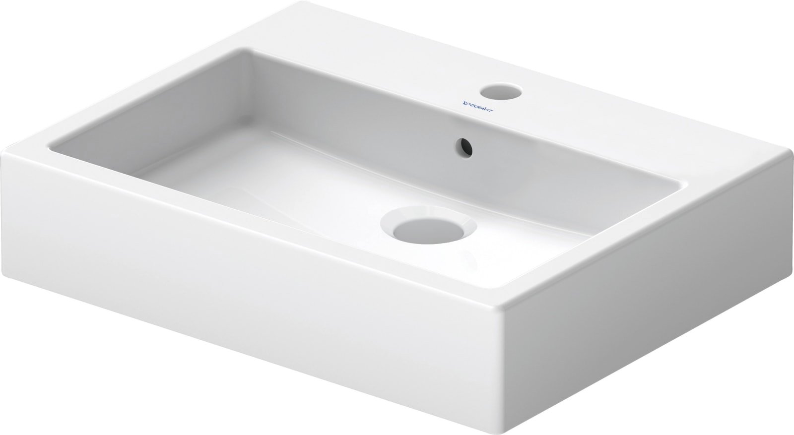 Duravit Vero Opzetwastafel 595 mm Wit Hoogglans, kraanvlak, aantal kraangaten per wasplaats: 1, overloop, geslepen – 0452600000