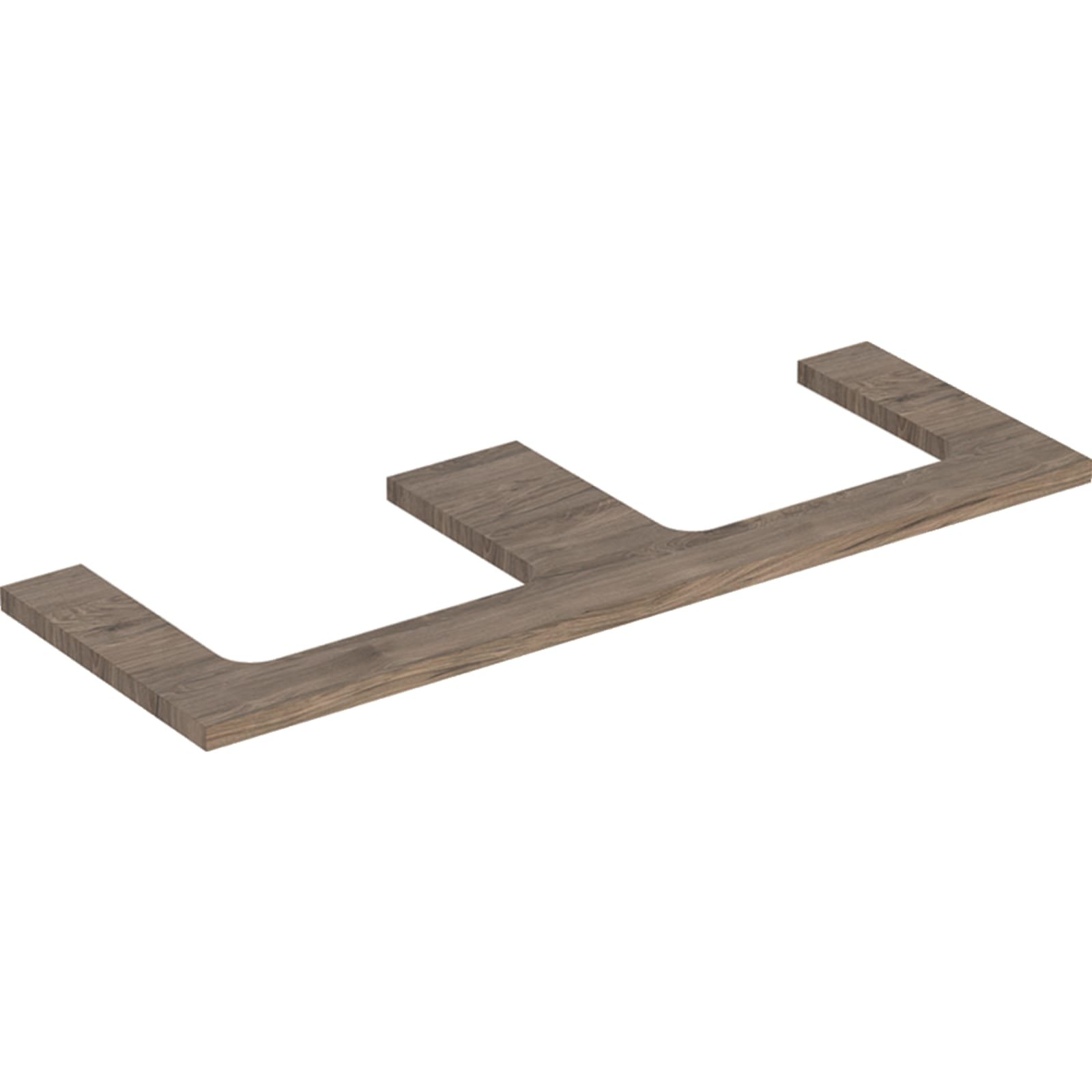 Geberit ONE wastafelblad voor opzetwastafel links en rechts 135cm notenhickory