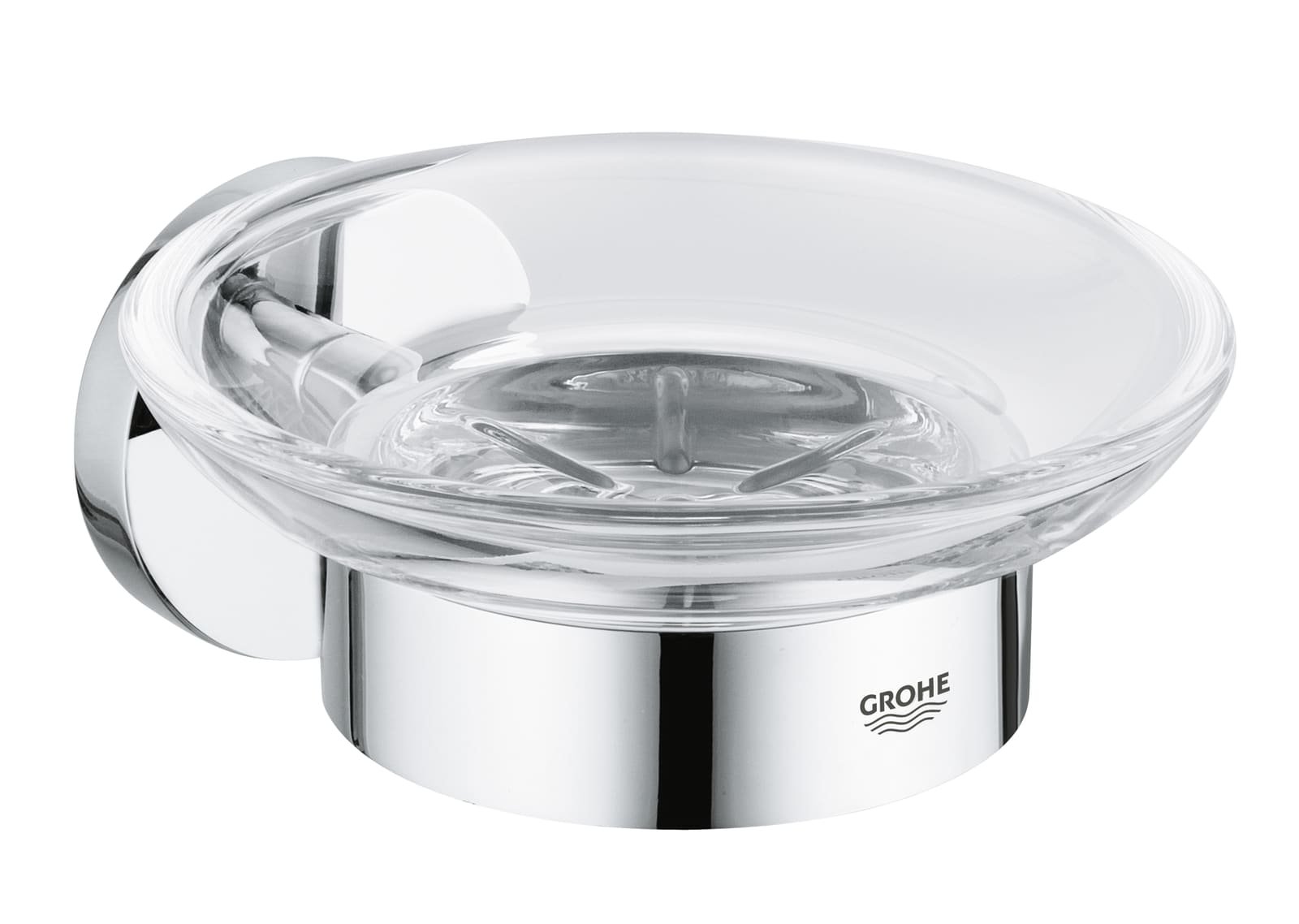 Grohe Essentials glazen zeepschaal met houder. Kleur chroom.