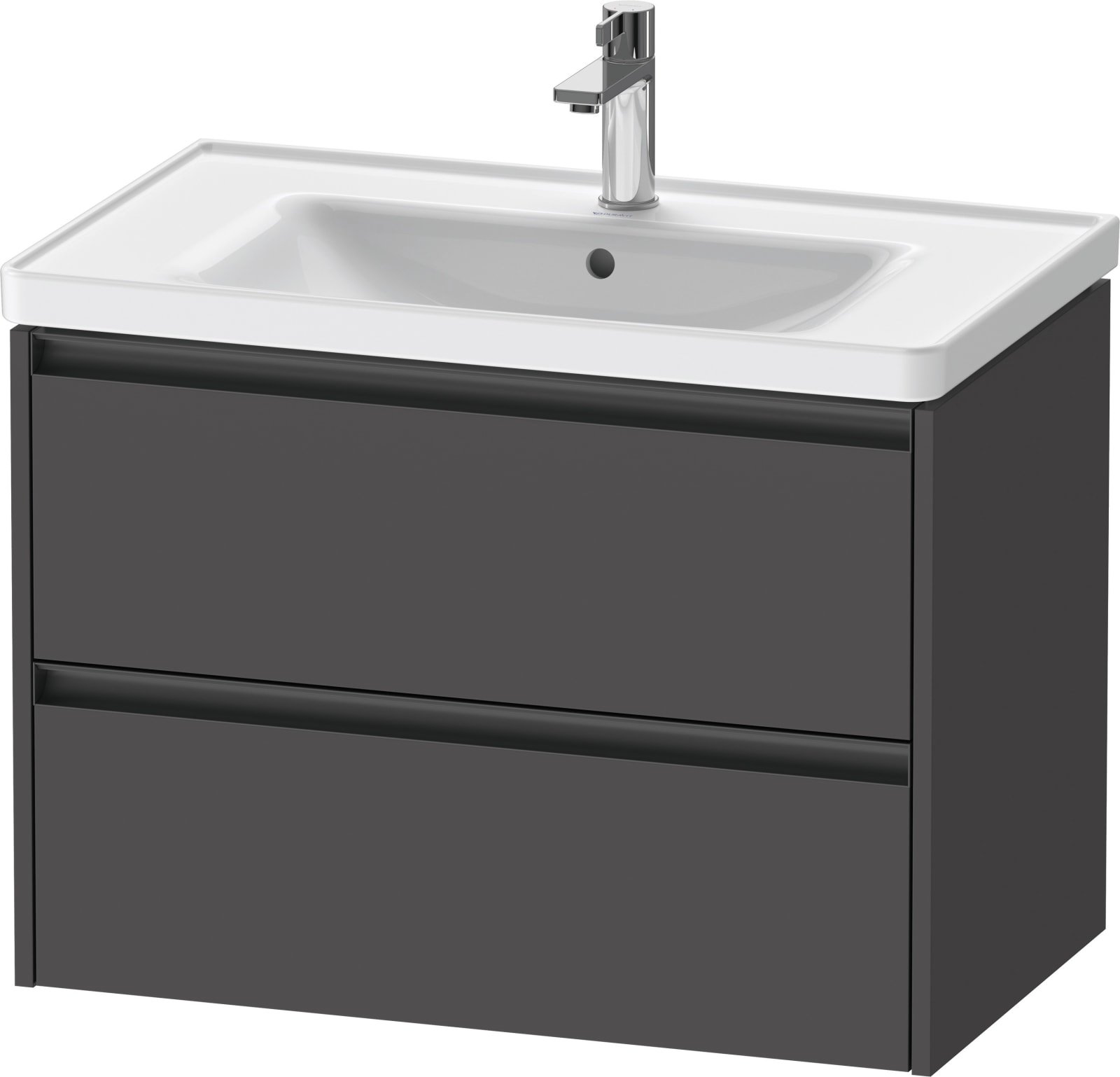 Duravit Ketho.2 Wastafelonderbouw hangend, Grafiet Mat, rechthoekig, aantal kleine lades: 2 – K25283049490000