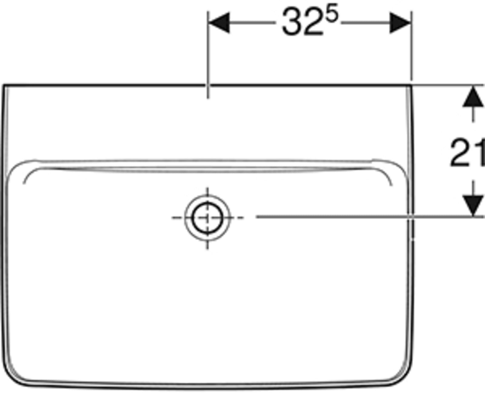 Geberit Renova Plan wastafel 65x48cm, zonder kraangat zonder overloop, wit