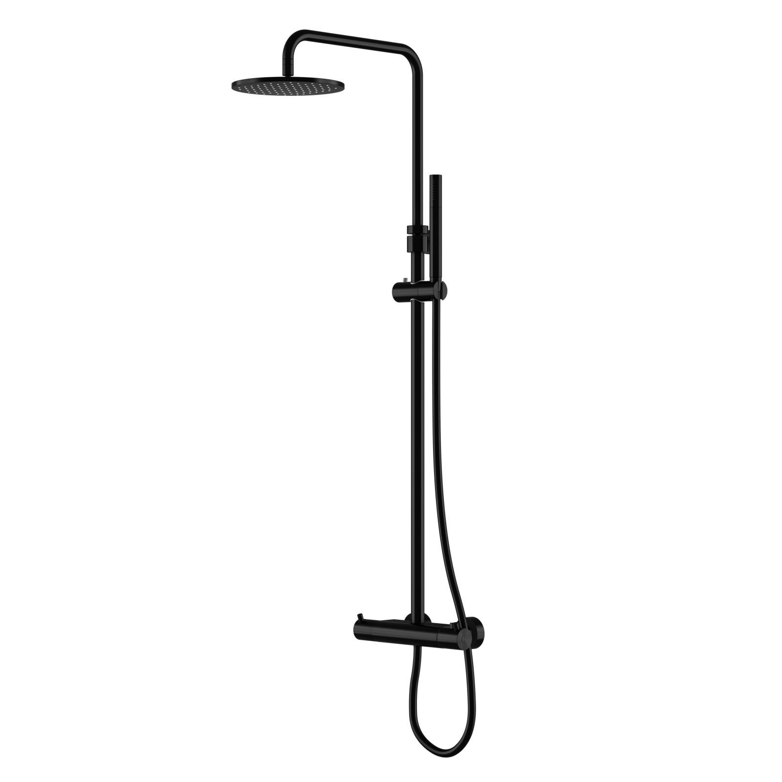 Steinberg 100 douchesysteem met 200mm messing hoofddouche, draaibare en in hoogte verstelbare regendouche-arm, easyclean, mat zwart thumbnail 2