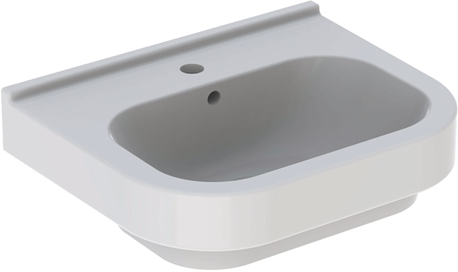 Geberit 300 Basic, Wastafel, 1x waskom, kraangat midden, overloop, keramiek, 550 x 445 x 195mm (BxDxH), wit