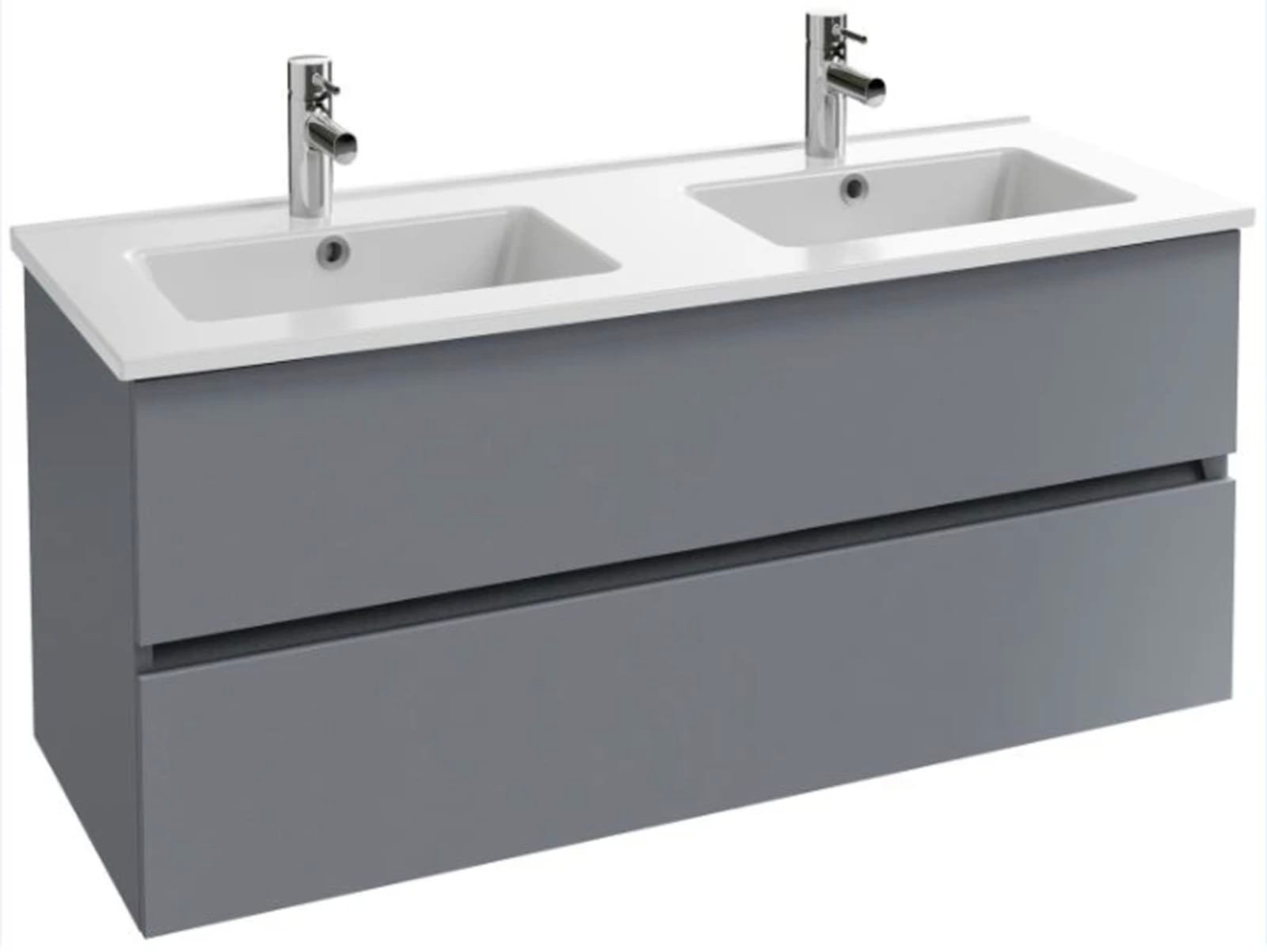Solar Tolbiac onderbouwmeubel 120 cm 4 laden in melamine mat grijs Exclusief wastafel en kraan