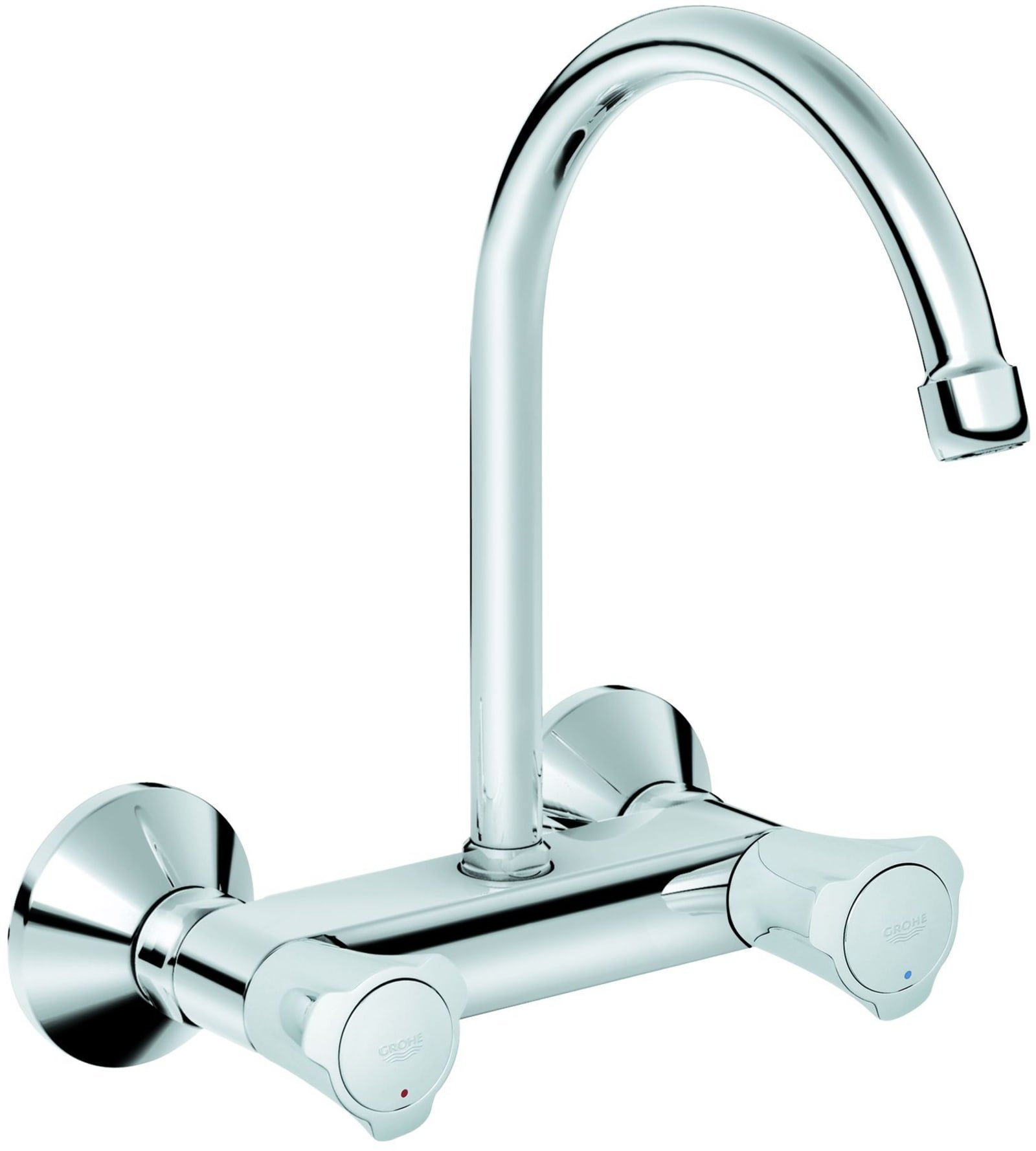 Grohe Costa L, Keukenmengkraan, wand, tweegreeps, 154mm hoogte kraanmond, schuimstraalmond, 182mm bovenuitloop, draaibaar, chroom (1000366129)