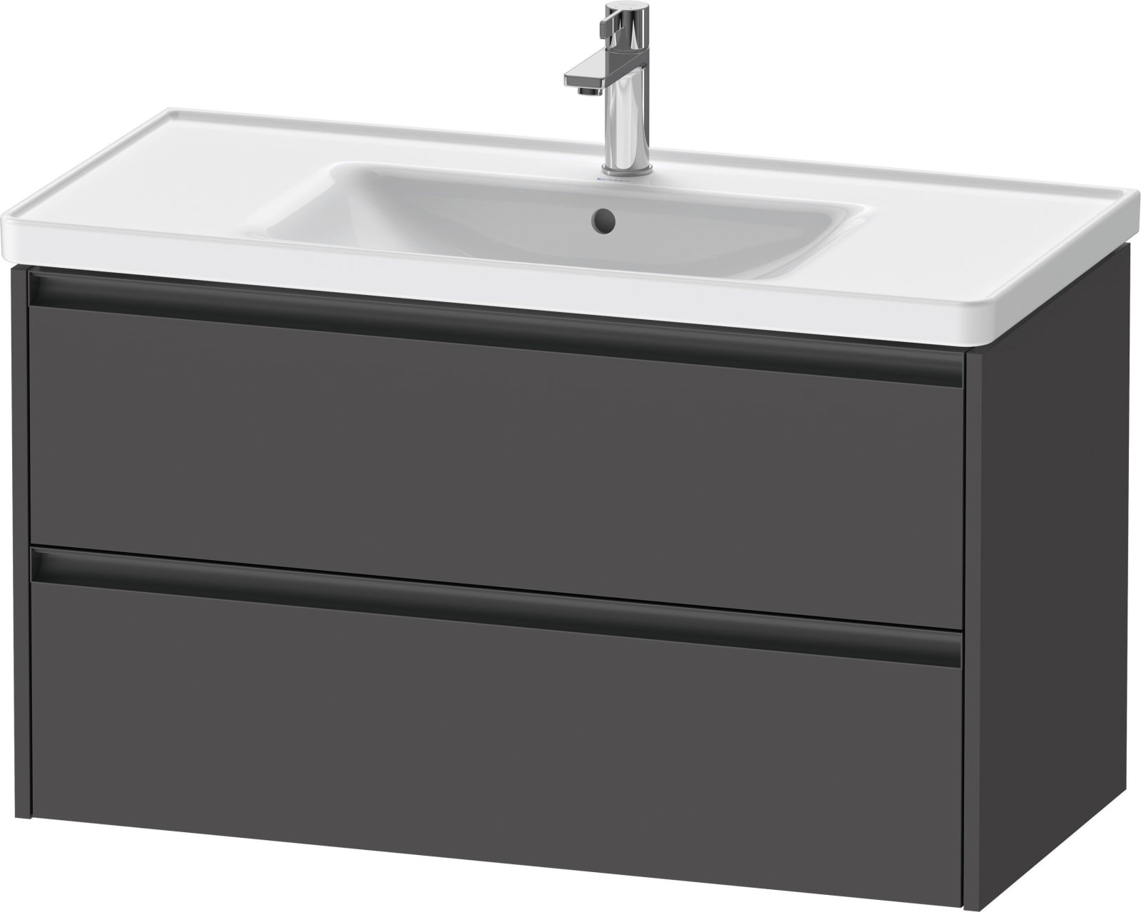 Duravit Ketho.2 Wastafelonderbouw hangend, Grafiet Mat, rechthoekig, aantal kleine lades: 2 – K25284049490000