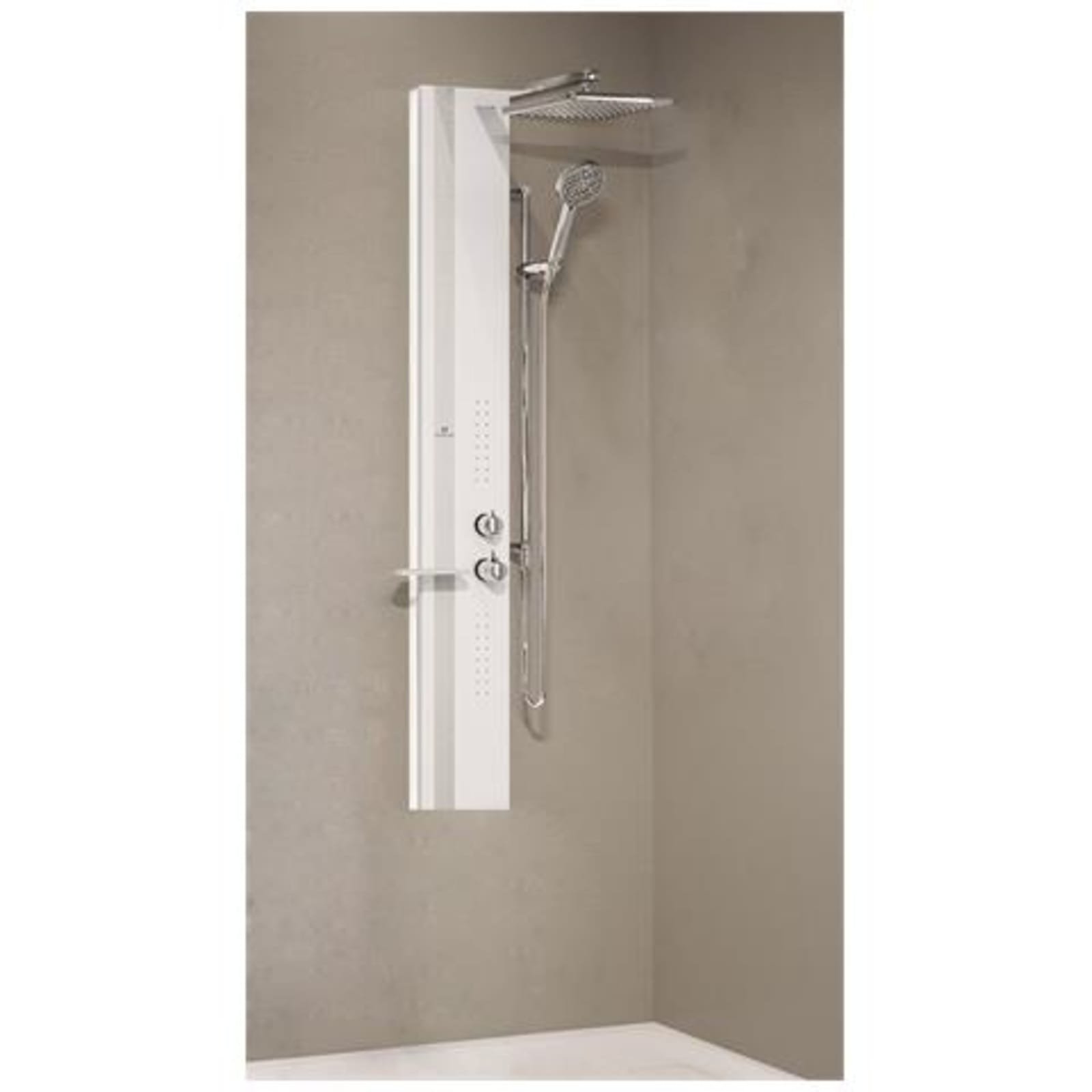 Novellini Line 2, Douchepaneel, therm. mengkraan, hydro, douche, 1500 x 220 x 75mm (HxBxD), pan: mat wit, band mat chroom