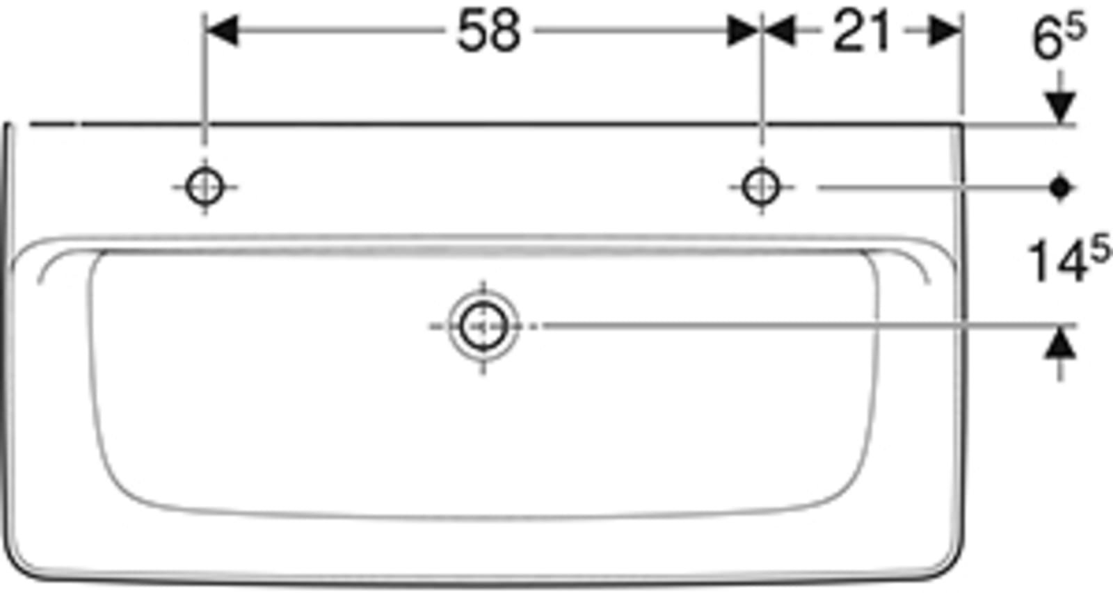 Geberit Renova Plan wastafel 100x48cm kraangat links en rechts met overloop, Tect/wit