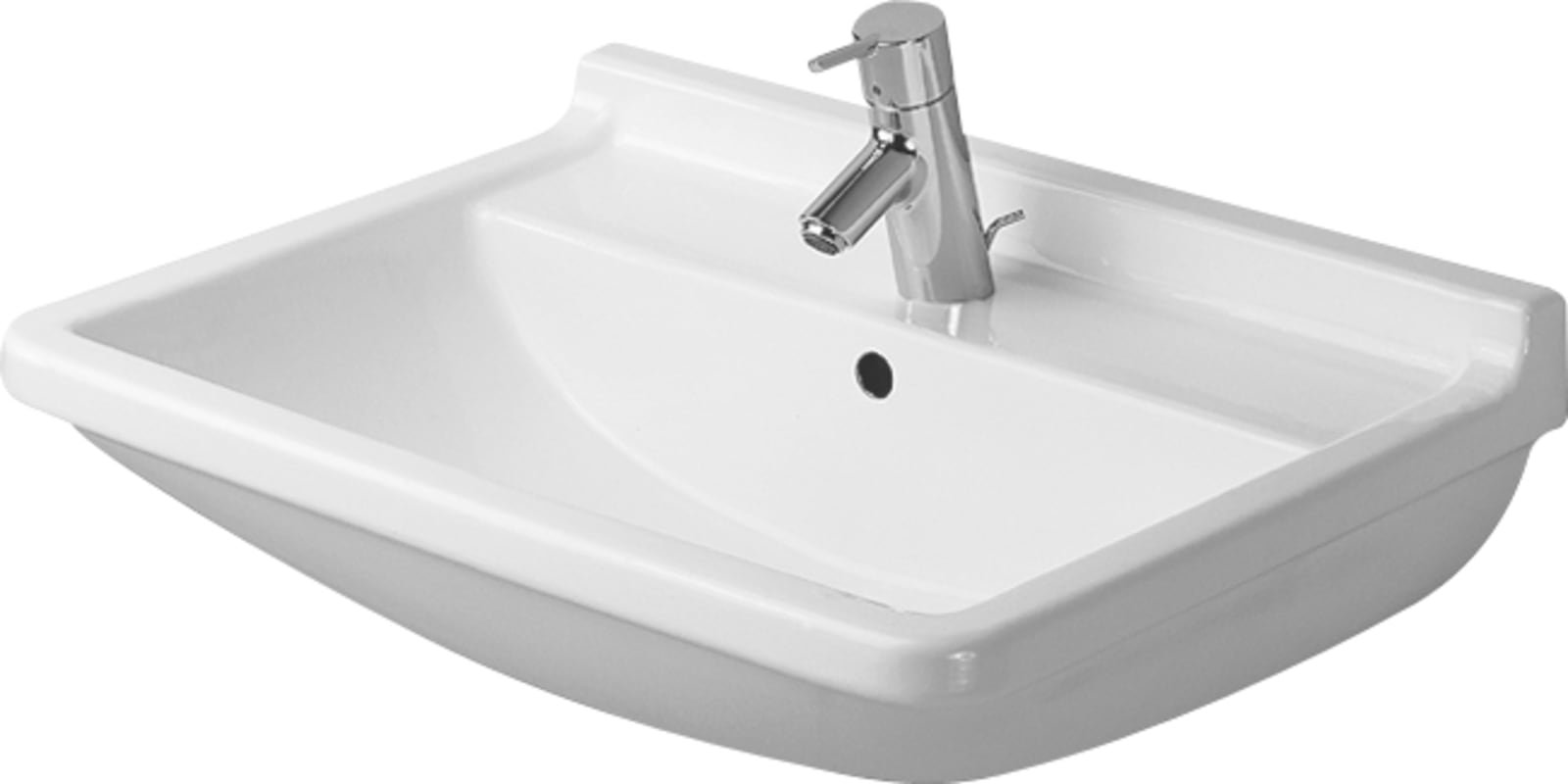 Duravit Starck 3 keramische wastafel, 550x430mm, uittikbare kraangaten: links en rechts, wit