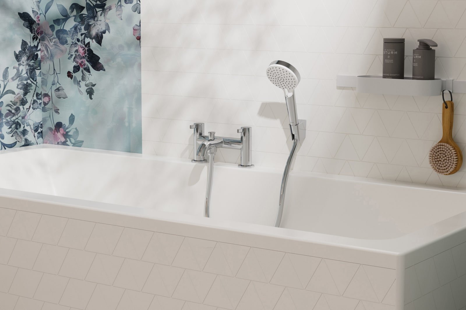 Hansgrohe Zesis S 2-gats badrandmengkraan met omsteller en Vernis Blend handdouche Vario, chroom
