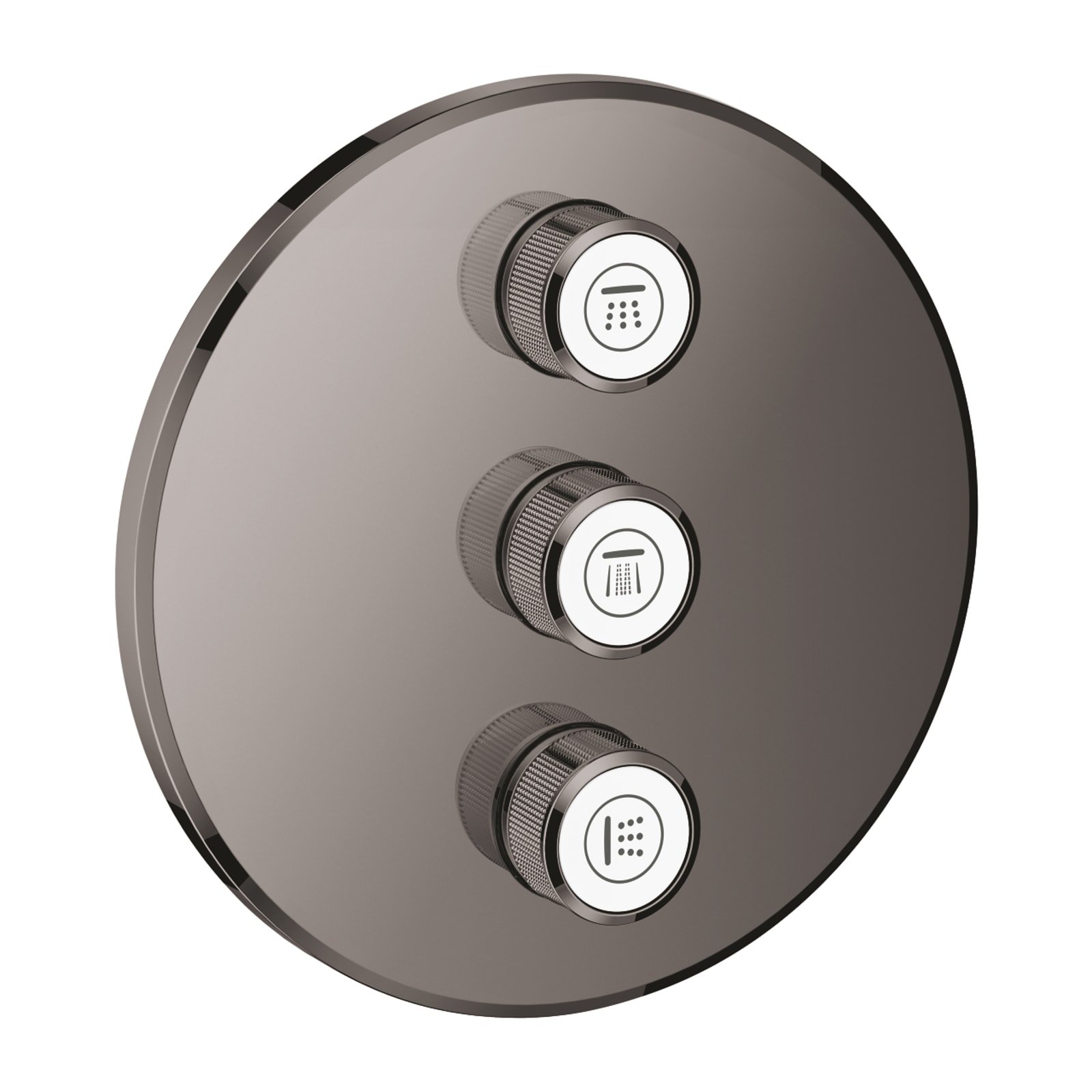 Grohe Grohtherm SmartControl, Opbouwdeel volume (stopkraan), rond, 1-gats, 3x uitgang omstel, hard graphite