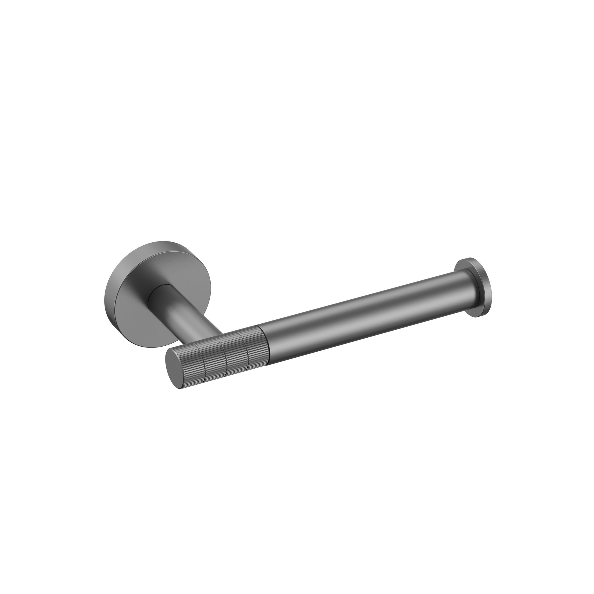 STRIA TOILETROLHOUDER MET VASTE ARM - AFWERKING MET RIBBELSTRUCTUUR - GUNMETAL (PVD)