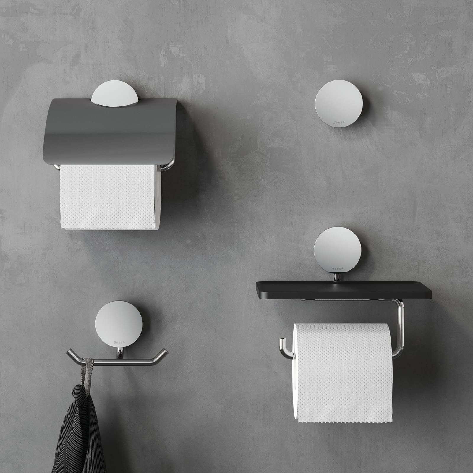 Geesa Opal toiletrolhouder met klep, chroom