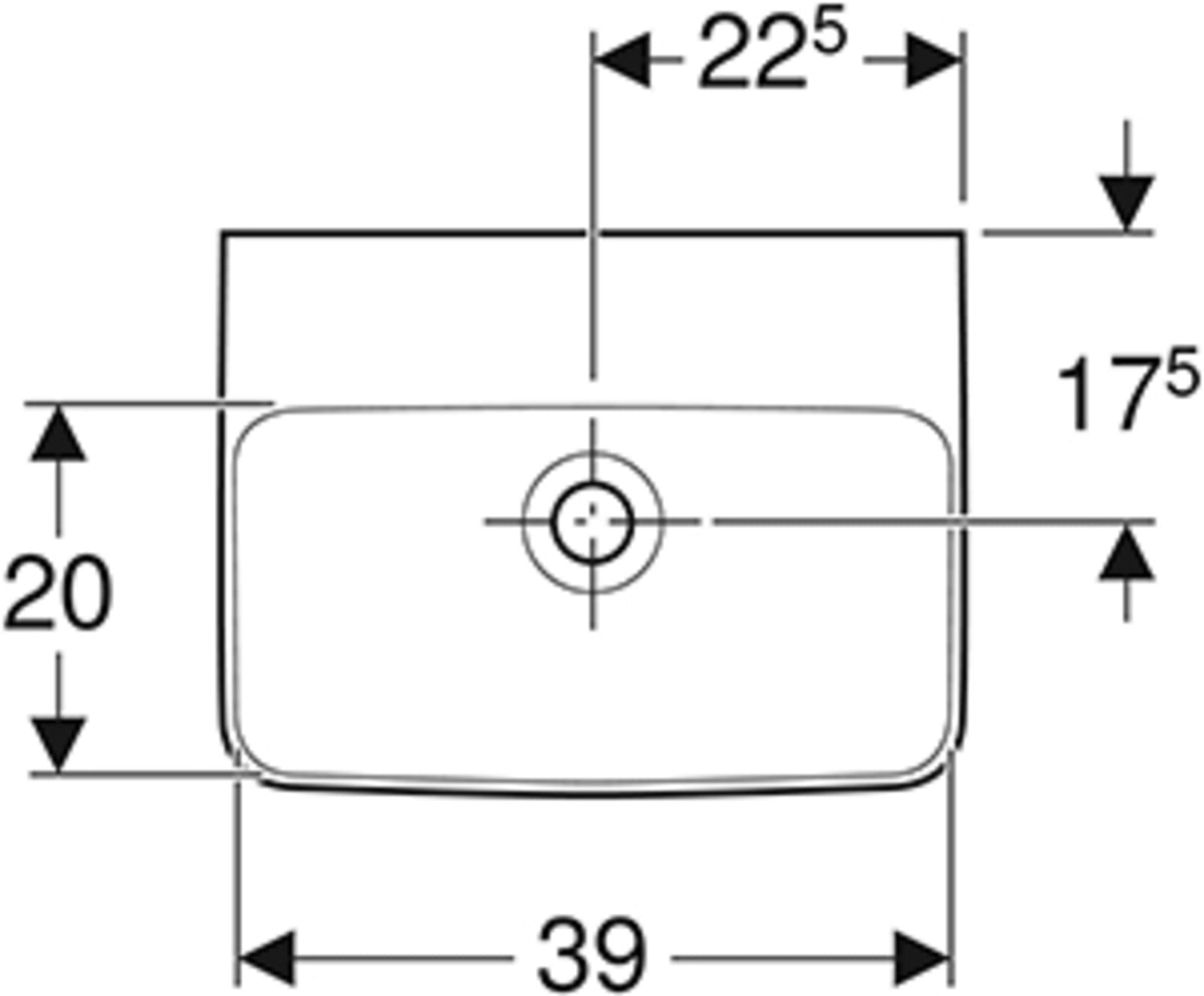 Geberit Renova Plan fontein 45x34cm, zonder kraangat met overloop, wit
