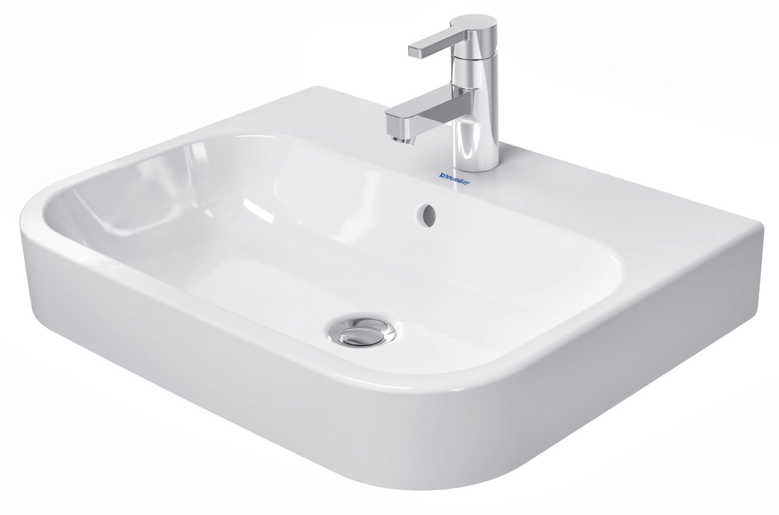 Duravit Happy D.2 Opzetwastafel 600 mm Wit Hoogglans, kraanvlak, aantal kraangaten per wasplaats: 1, overloop, geslepen – 2315600000