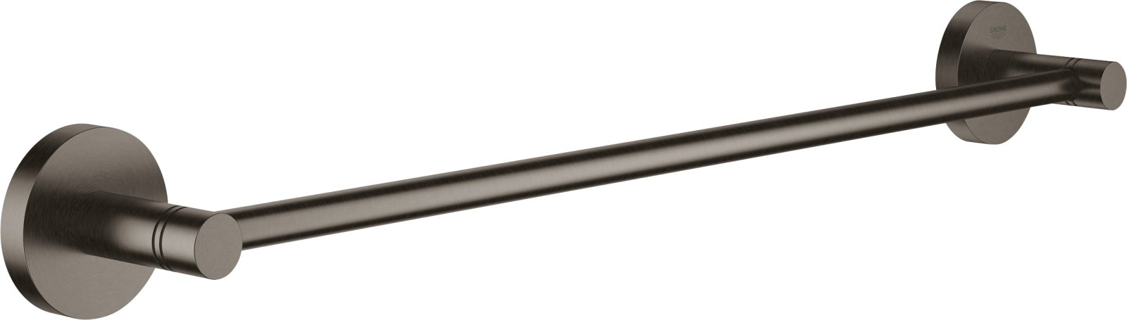 Grohe Essentials Handdoekhouder, rond, wand, 1x stang, 2-gats, 450mm functioneel, hard graphite geborsteld