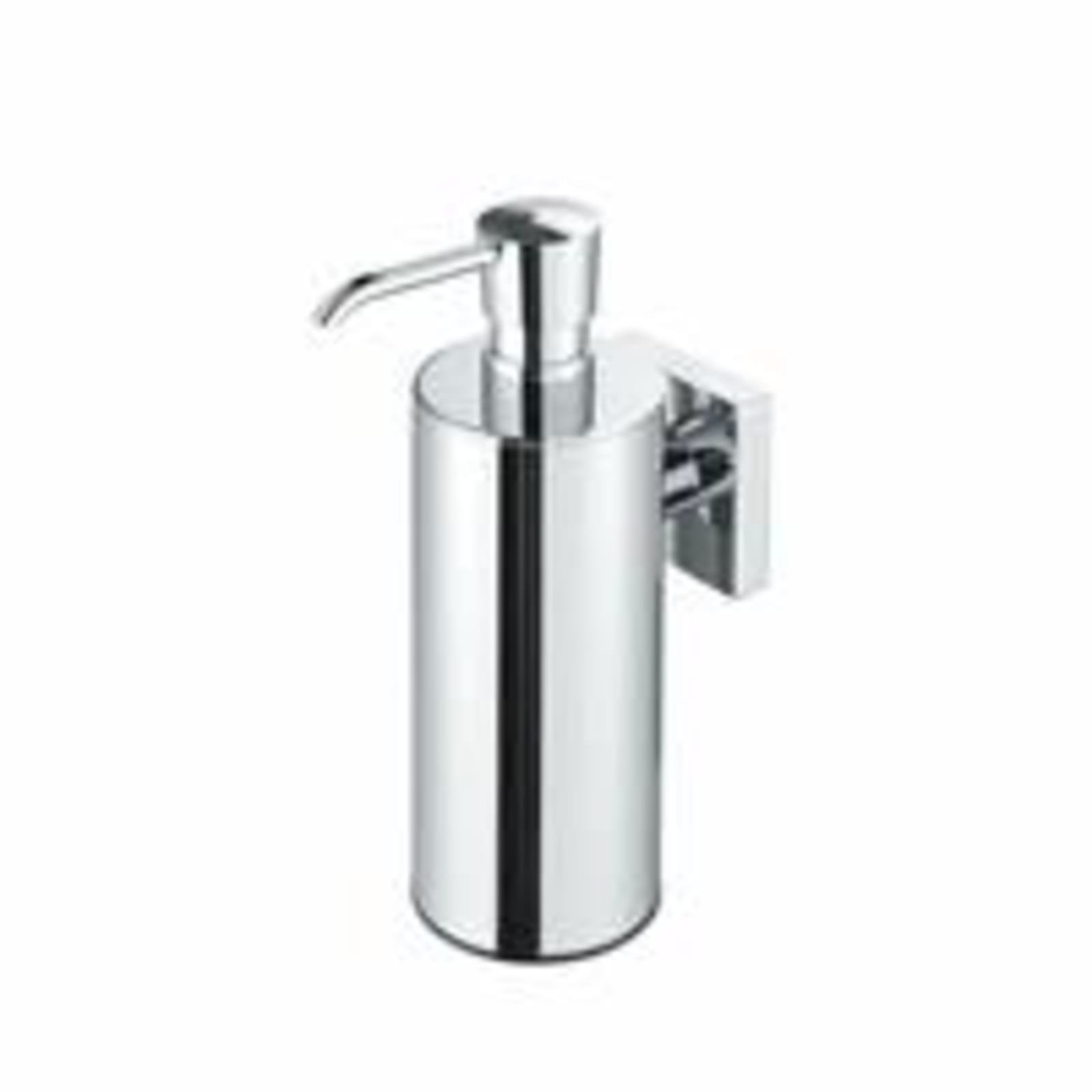 Geesa Nelio enkele ronde zeepdispenser, rvs flacon, rvs houder, hxbxd 172x61x118mm, glanzend chroom