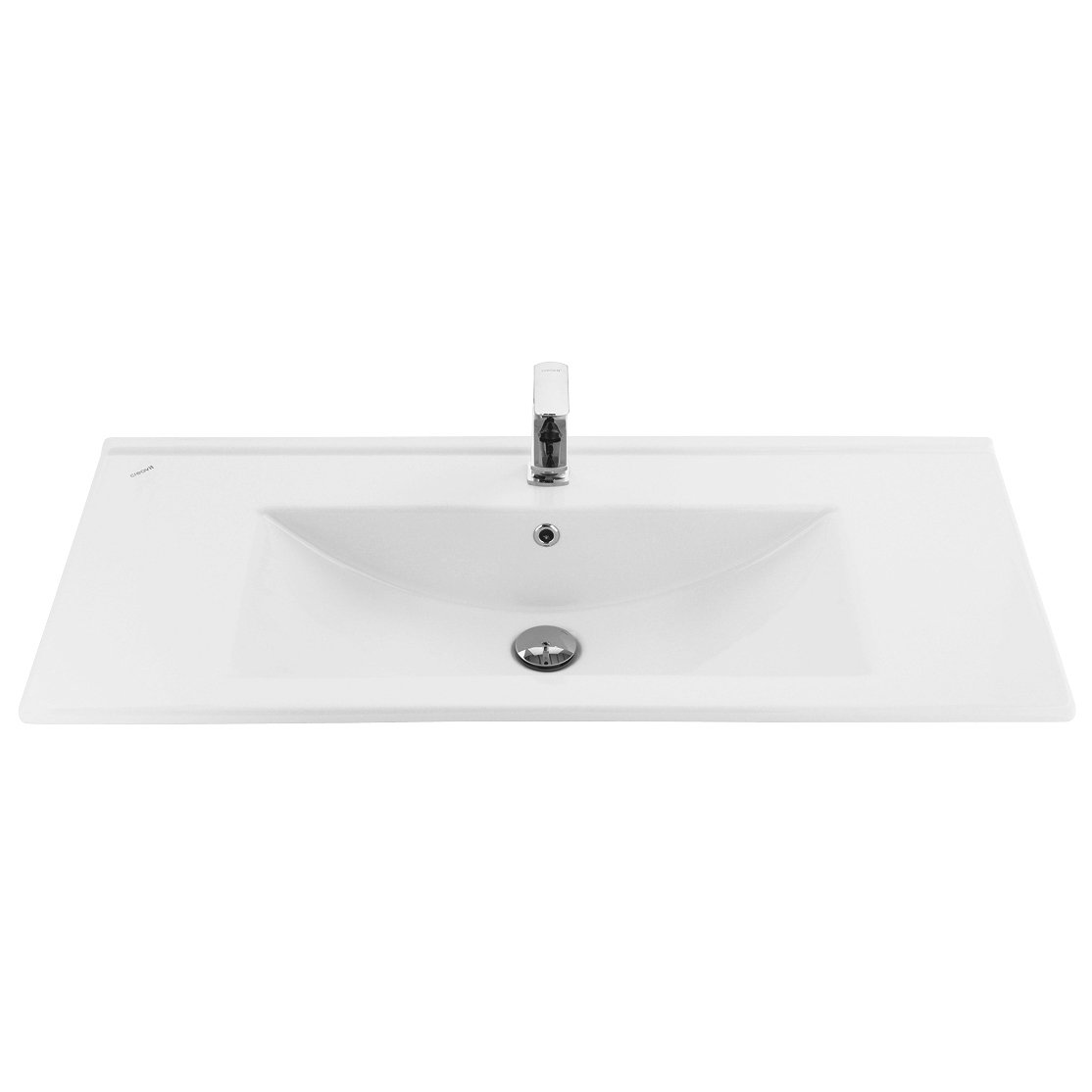 SU WASTAFEL - 1 WASBAK - MET KRAANGAT - KERAMIEK - 100X45CM - GLANZEND WIT