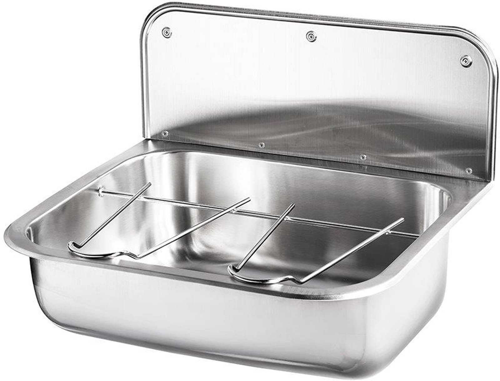 Intra UXL, RVS uitstortgootsteen, diameter afvoerplug 75mm, hxbxd 470x560x460mm, met emmerrooster en spatscherm, RVS