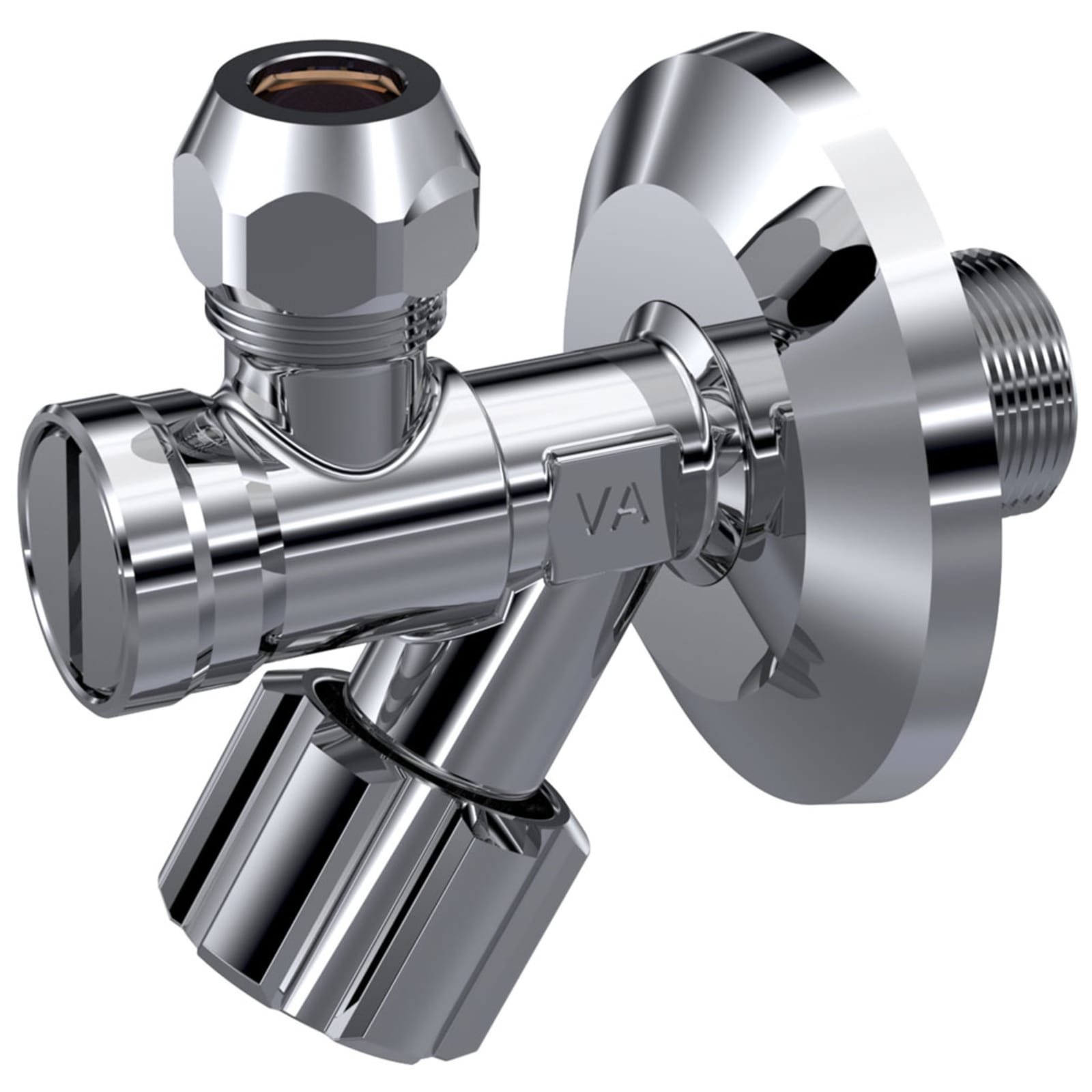 Hoekstopkraan 1/2 inch x 3/8 inch bui.dr. (10 mm knel)/met filter/chroom/inclusief rozet