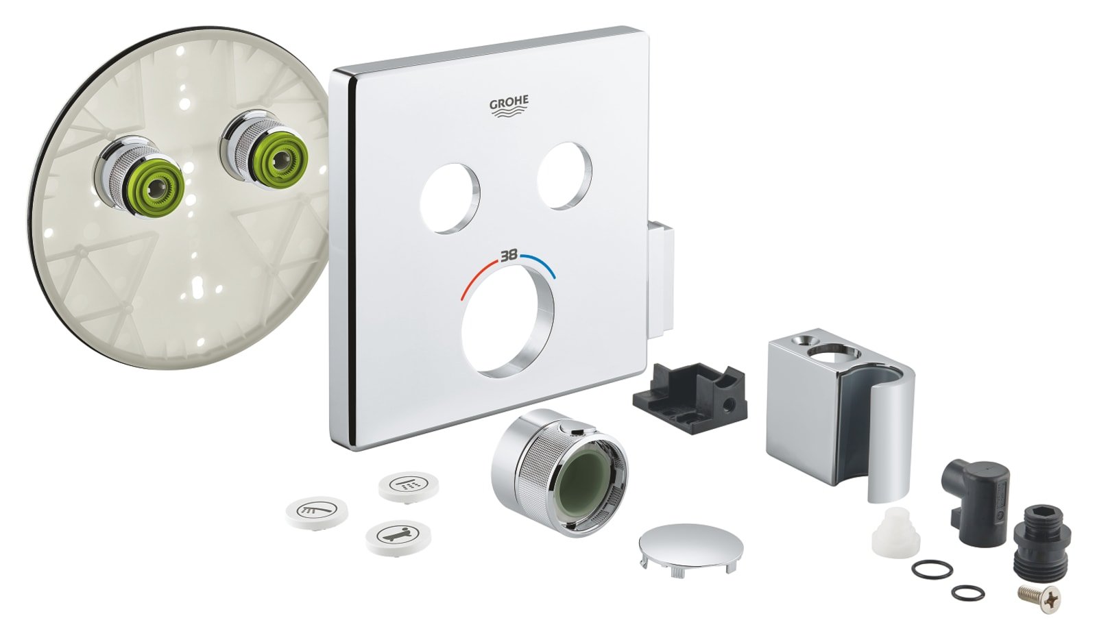 Grohe dummy 29125000 Grohtherm smartcontrol opbouwdeel t m. omstel (2x) met douchehouder, vierkant, chroom