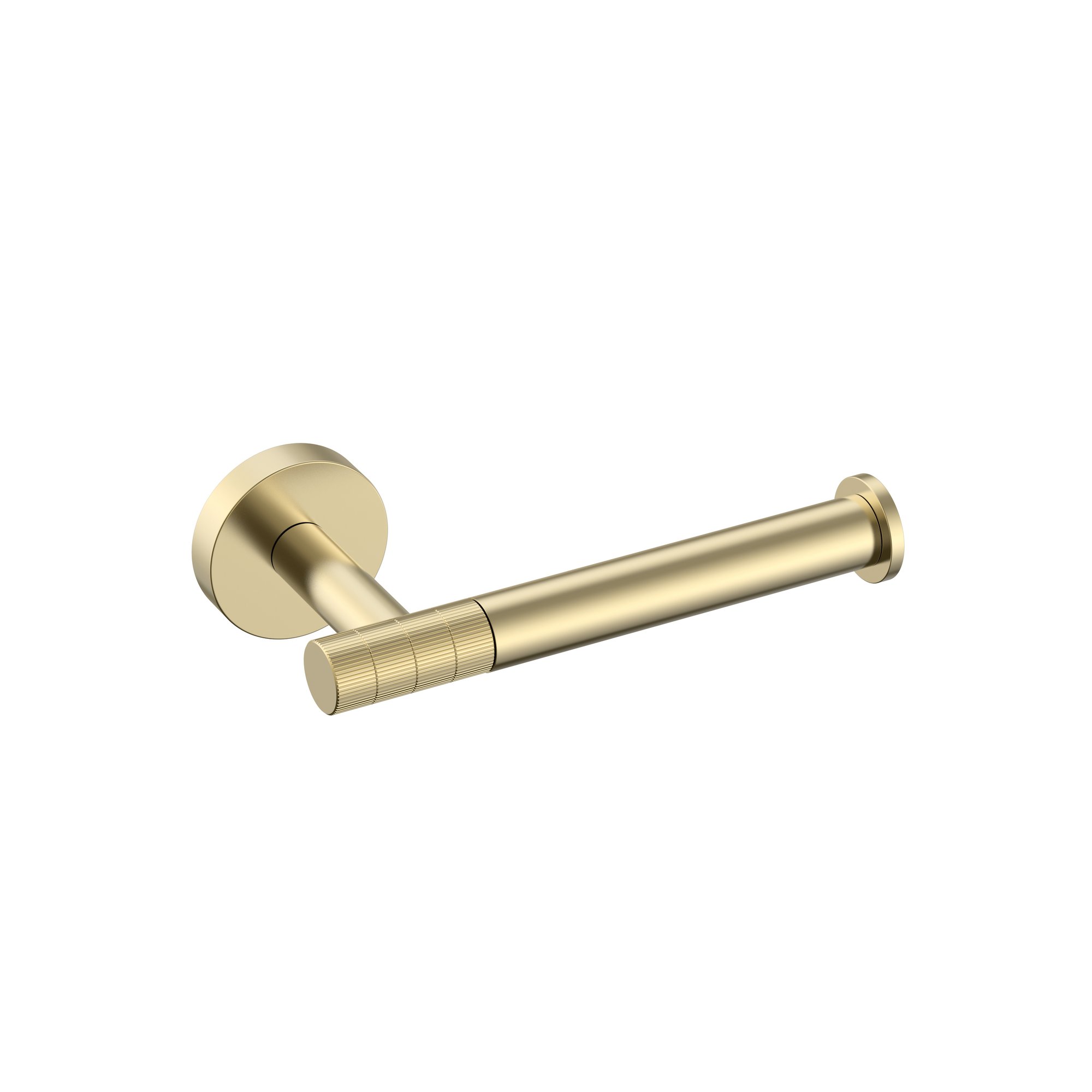 STRIA TOILETROLHOUDER MET VASTE ARM - AFWERKING MET RIBBELSTRUCTUUR - GEBORSTELD GOUD (PVD)